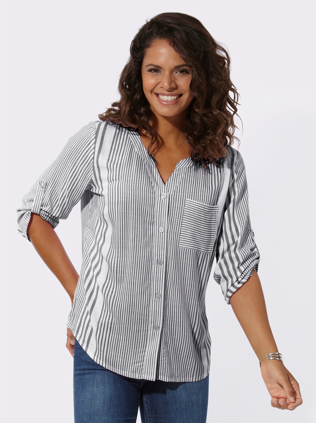 Gestreepte blouse - marine/wit gestreept