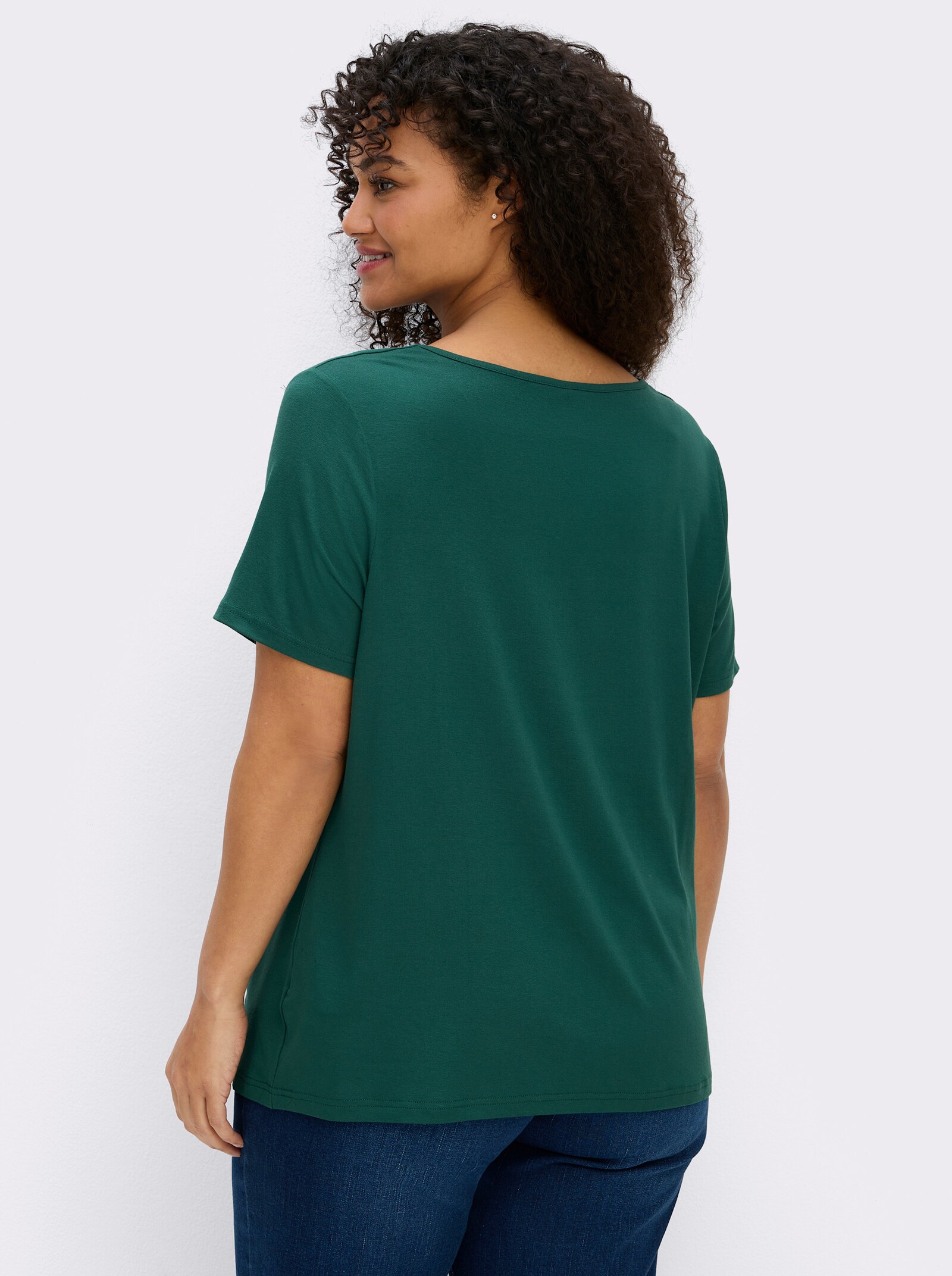 Wasserfallshirt mit kurzen Ärmeln - tannengrün