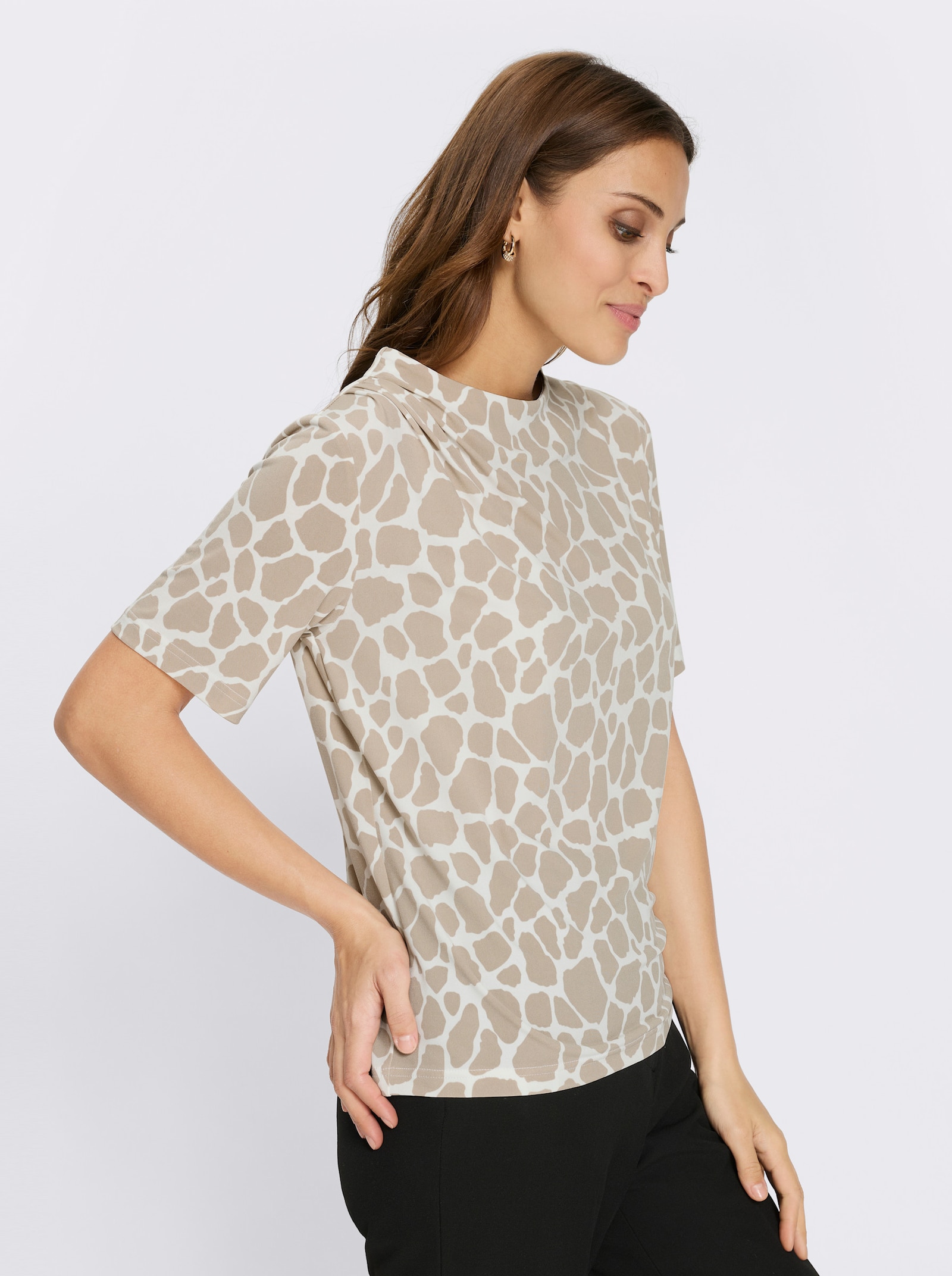 Shirt mit Raffung - sesam-ecru-bedruckt