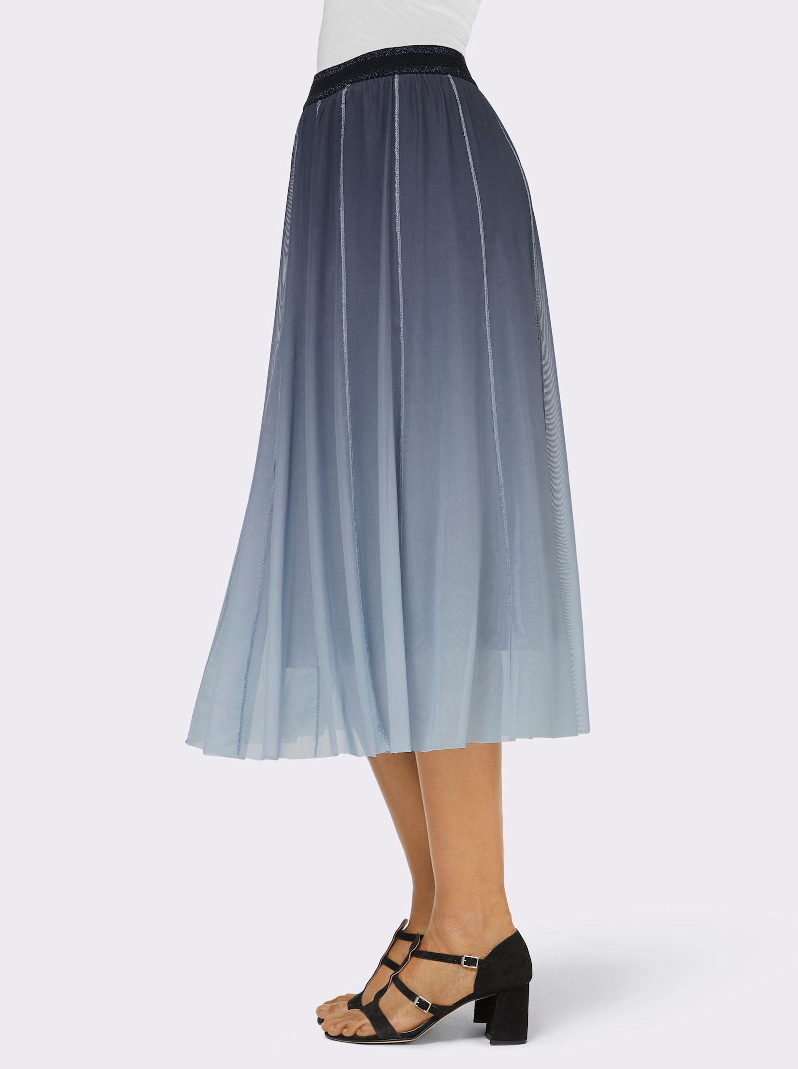 Chiffonrock im Farbverlauf - marine-mittelblau