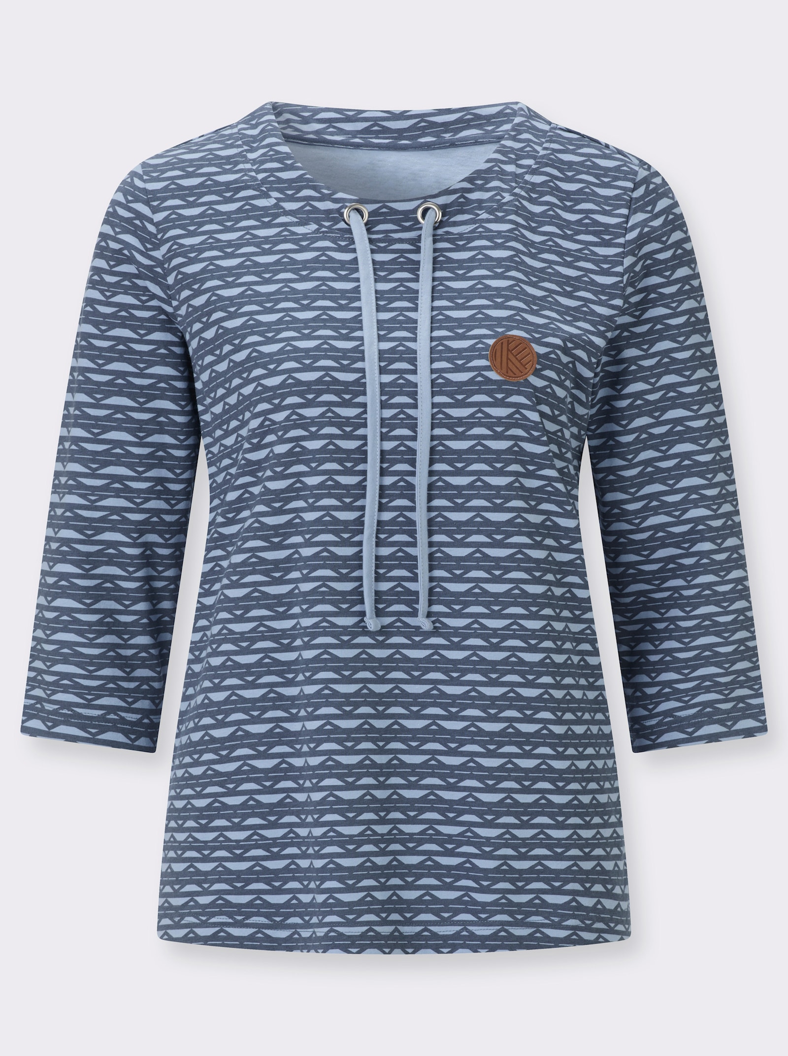 3/4-Arm-Shirt mit Zickzack-Muster - bleu-rauchblau-bedruckt