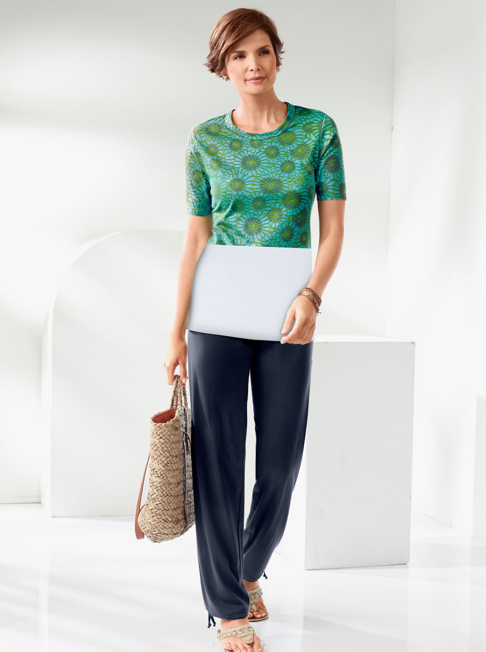 Jerseyhose mit Band am Saum - marine