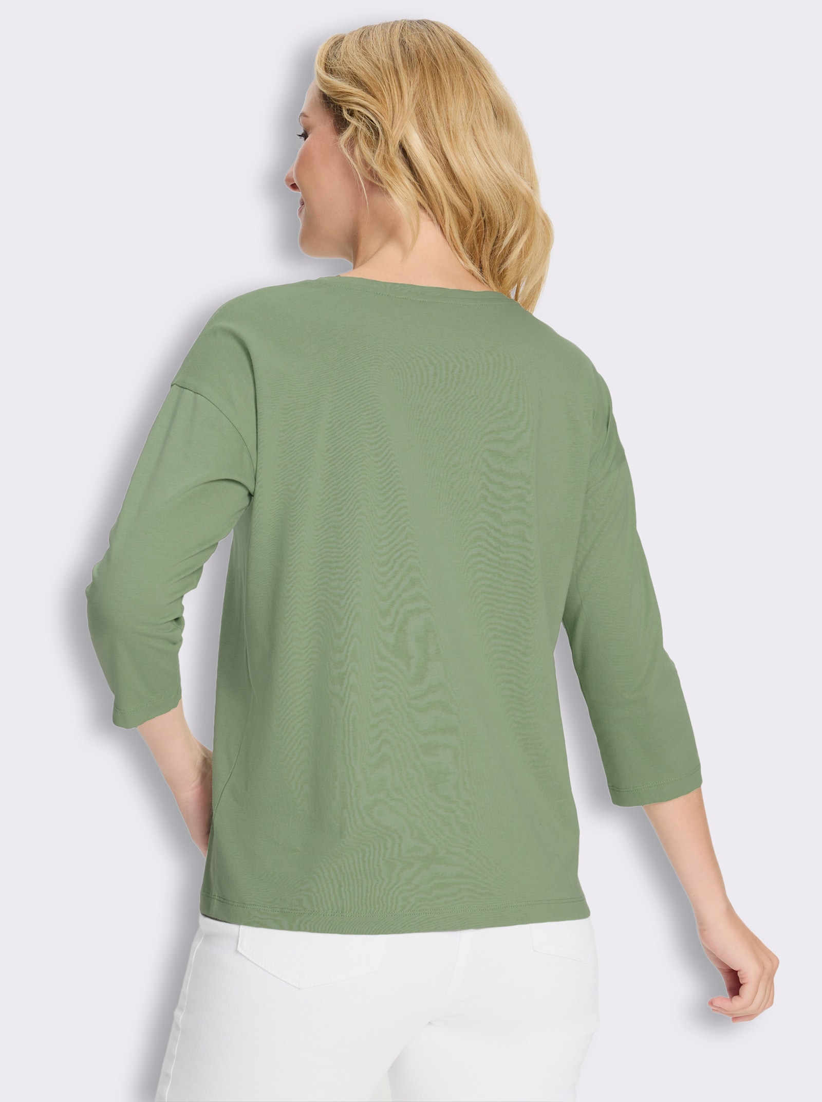 3/4-Arm-Shirt in Baumwoll-Qualität - eucalyptus