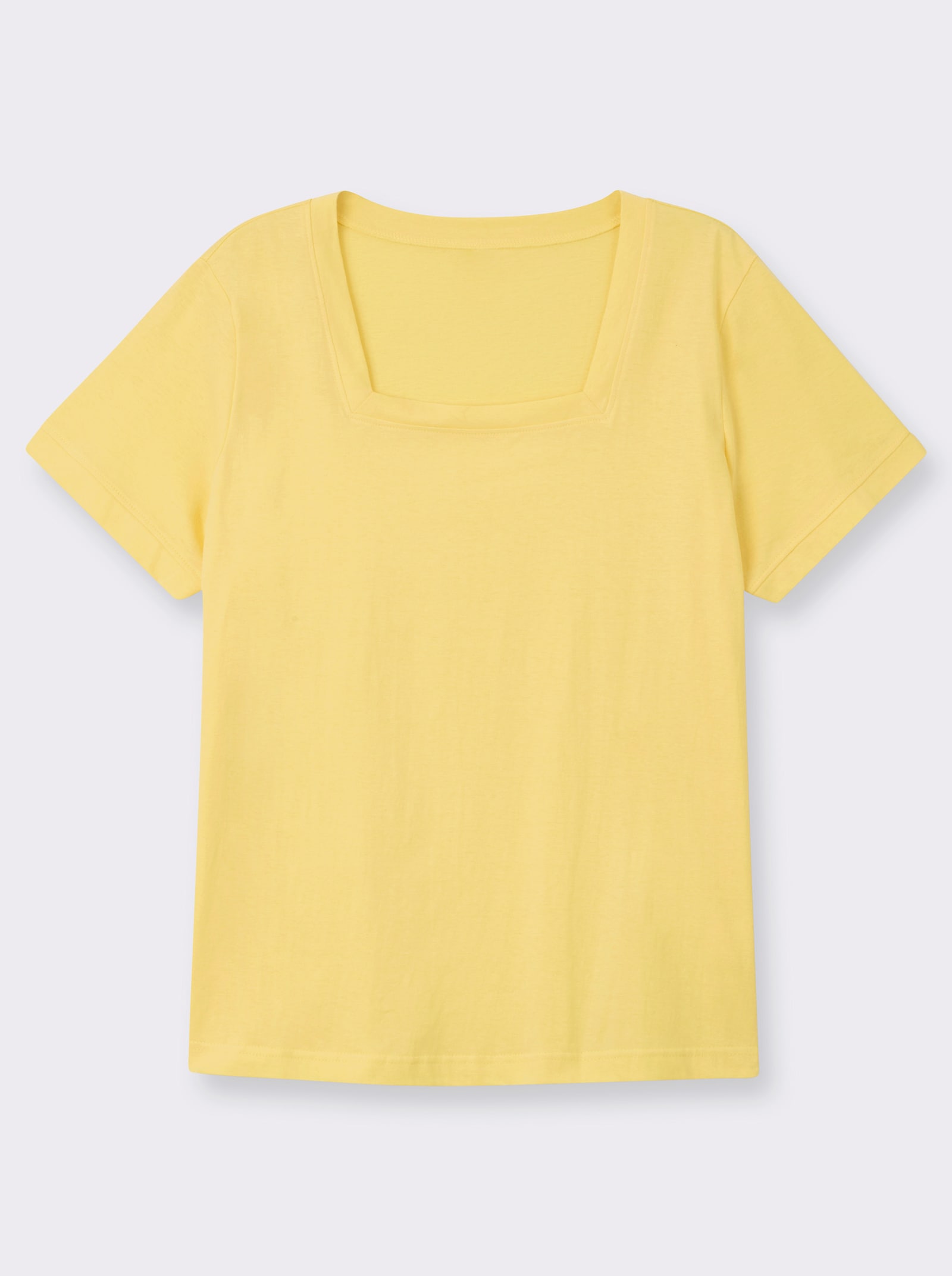 Kurzarmshirt mit Karree-Ausschnitt - gelb