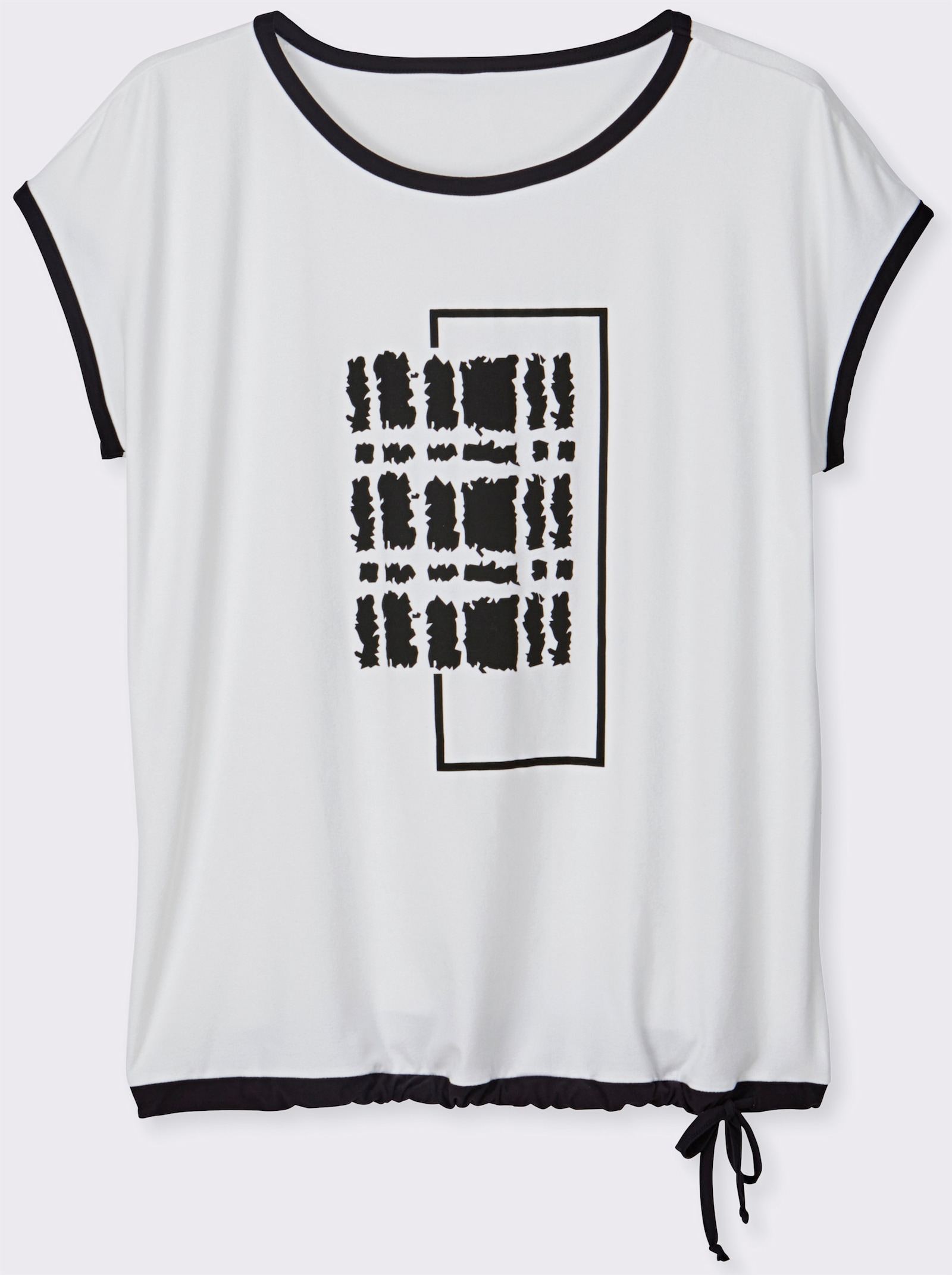 Print-Shirt mit U-Boot-Ausschnitt - ecru