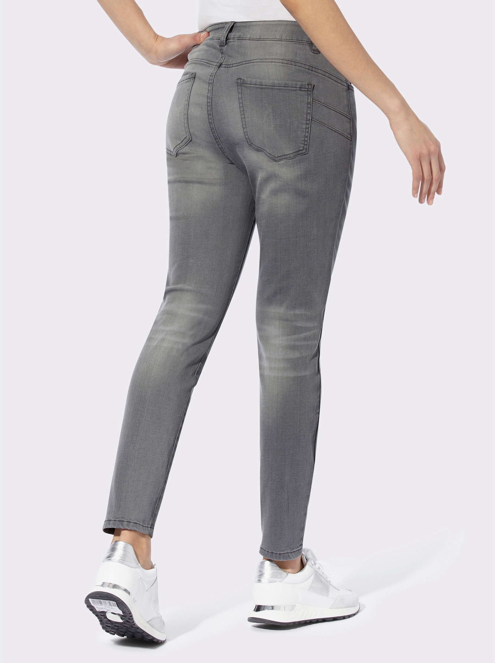 heine 5-Pocket-Jeans mit kontrastfarbigen Nähten - light grey-denim