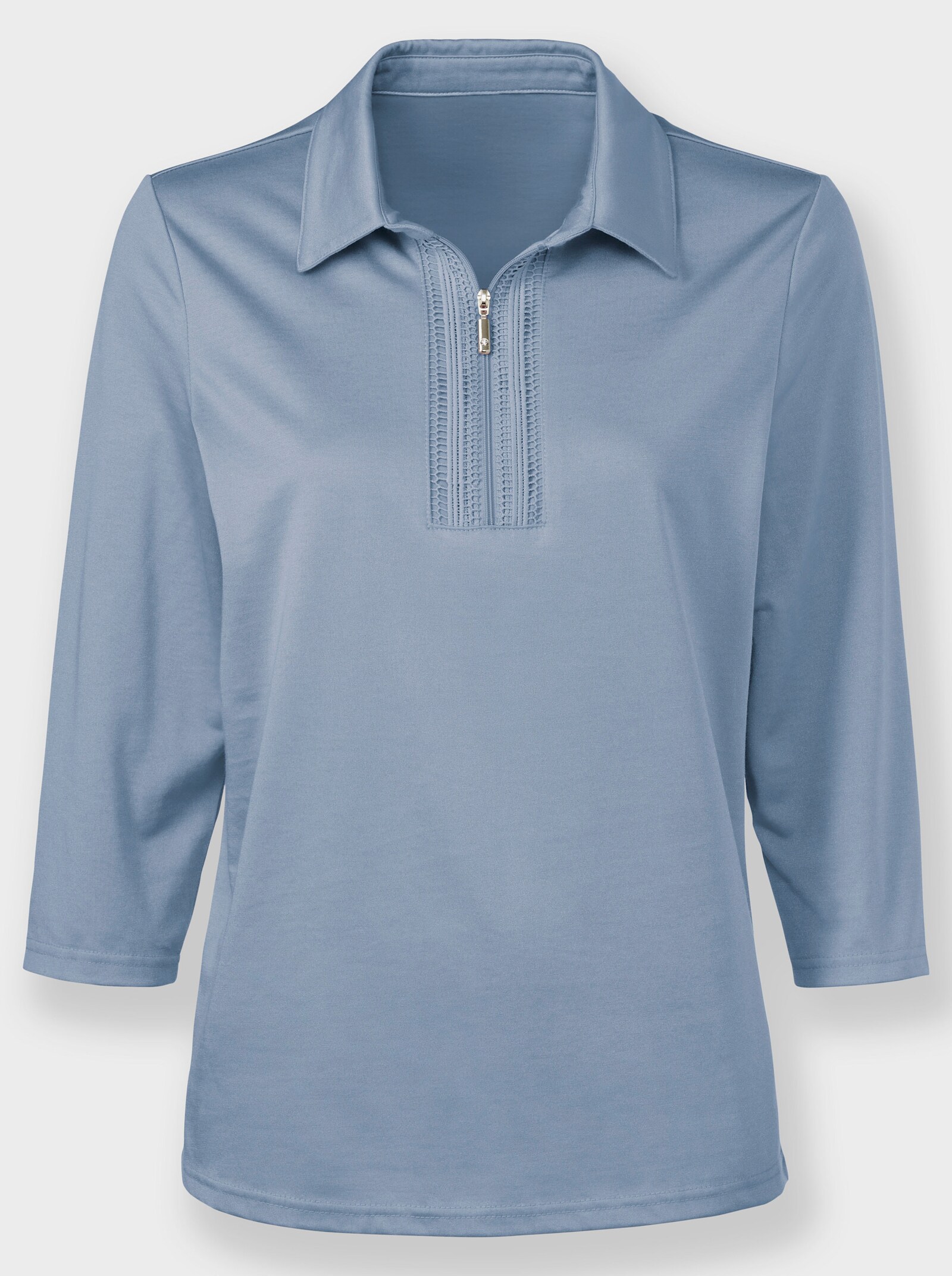 Poloshirt mit Spitzenborte - bleu