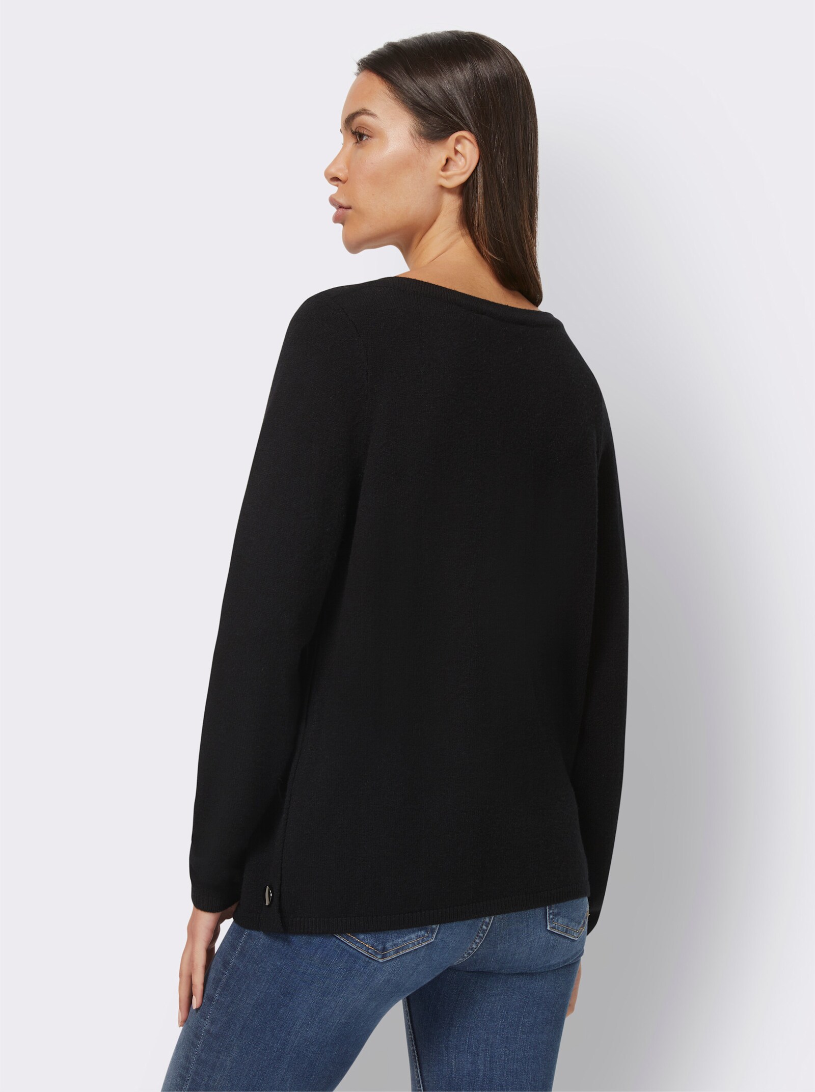 heine Pull en tricot fin avec encolure en U - noir