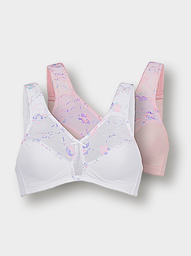 wäschepur Entlastungs-BH ohne Bügel mit Spitze - weiß + hellrosé