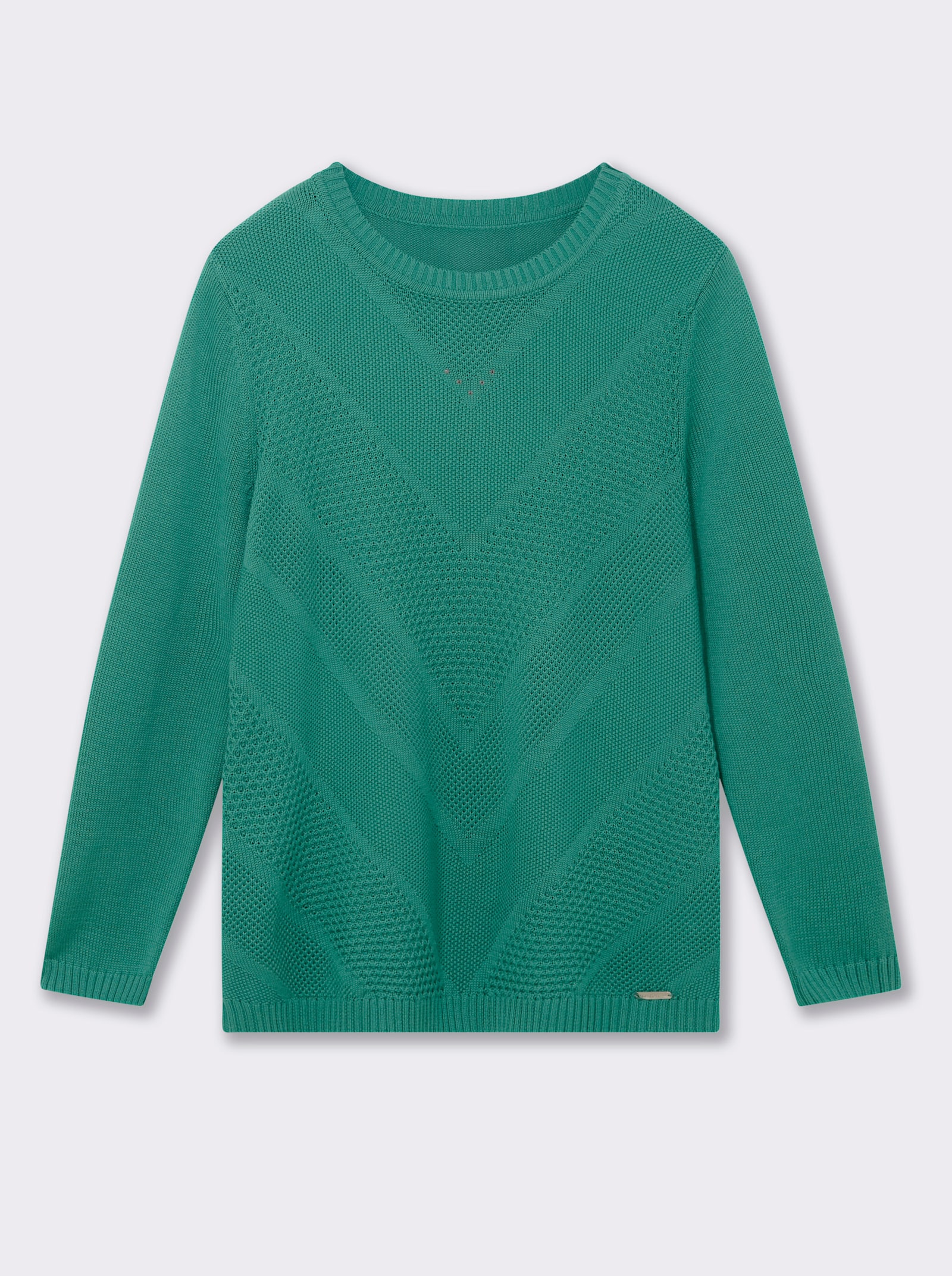 Langarm-Pullover mit Metallplättchen-Applikationen - smaragd