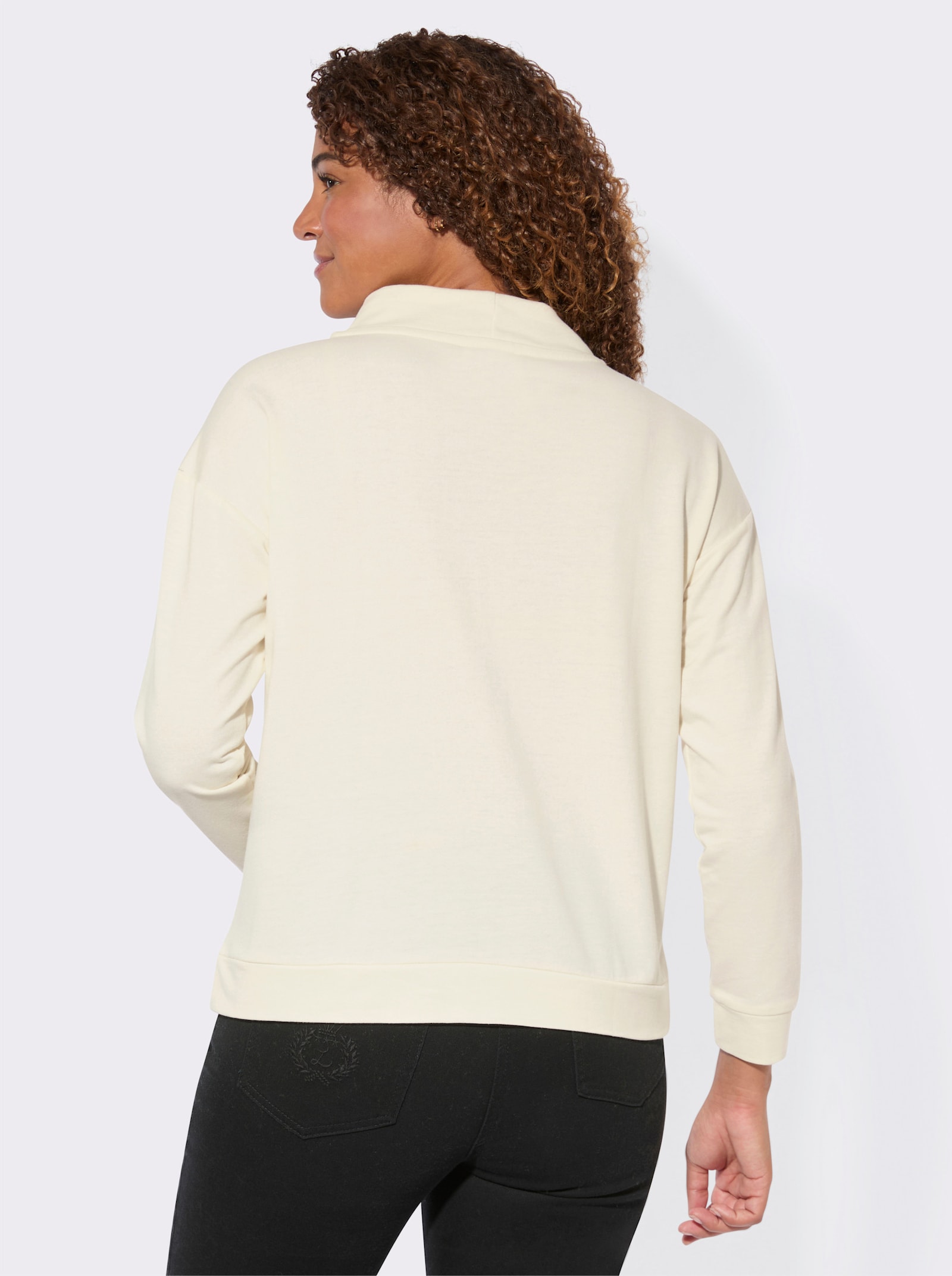 Sweatshirt mit Kordelzug - champagner
