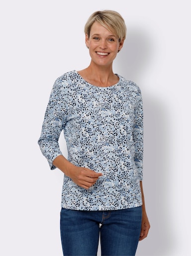 3/4-Arm-Shirt - ecru-himmelblau-bedruckt