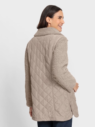 2-in-1-Jacke im Materialmix - sesam