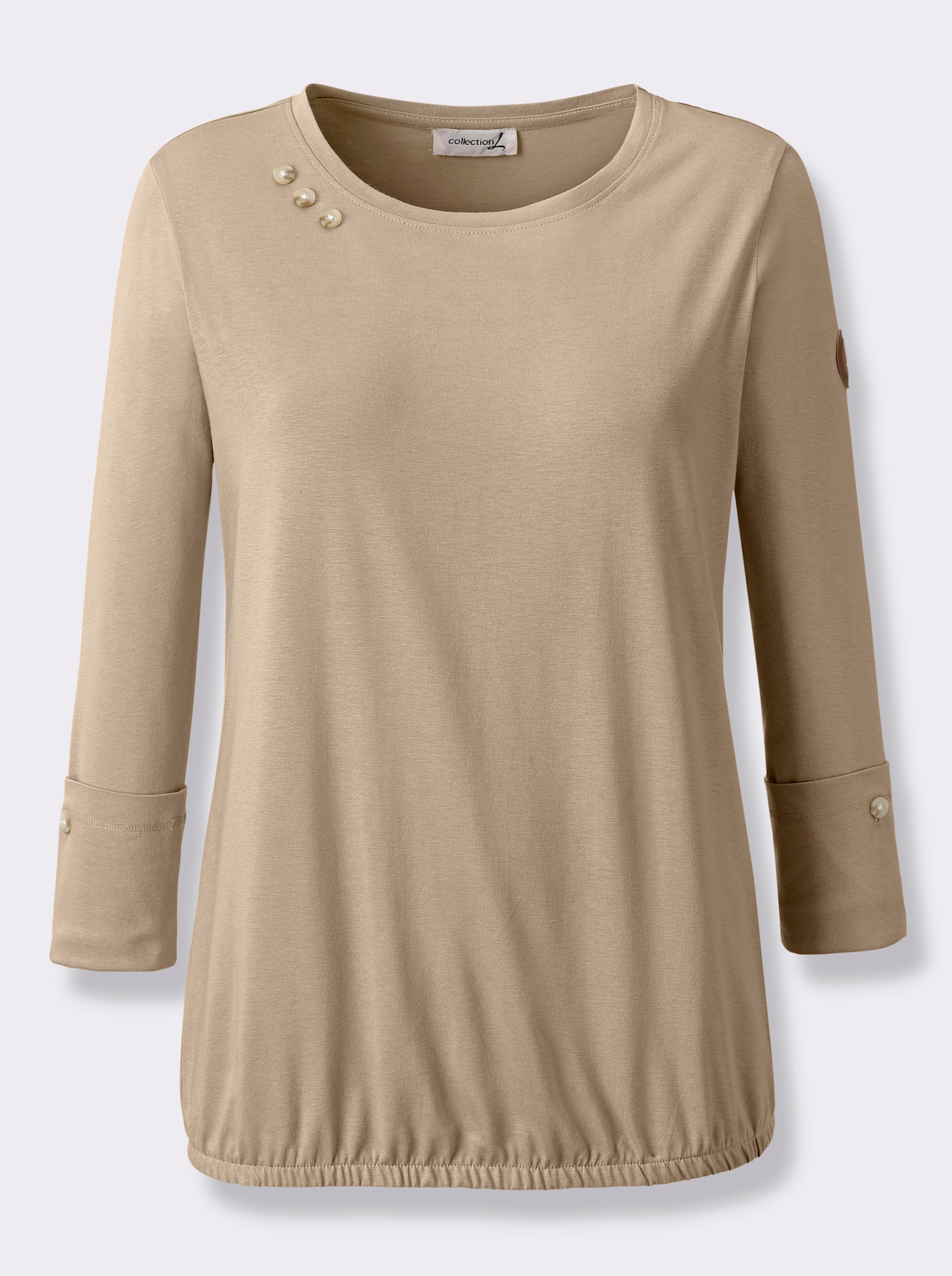 Shirt mit Deko-Knöpfen - beige