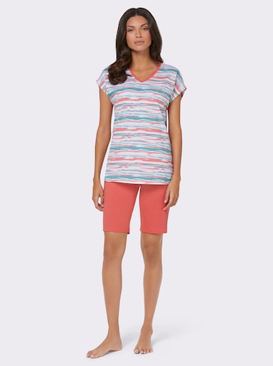 Shorty in Single Jersey-Qualität - ecru-koralle