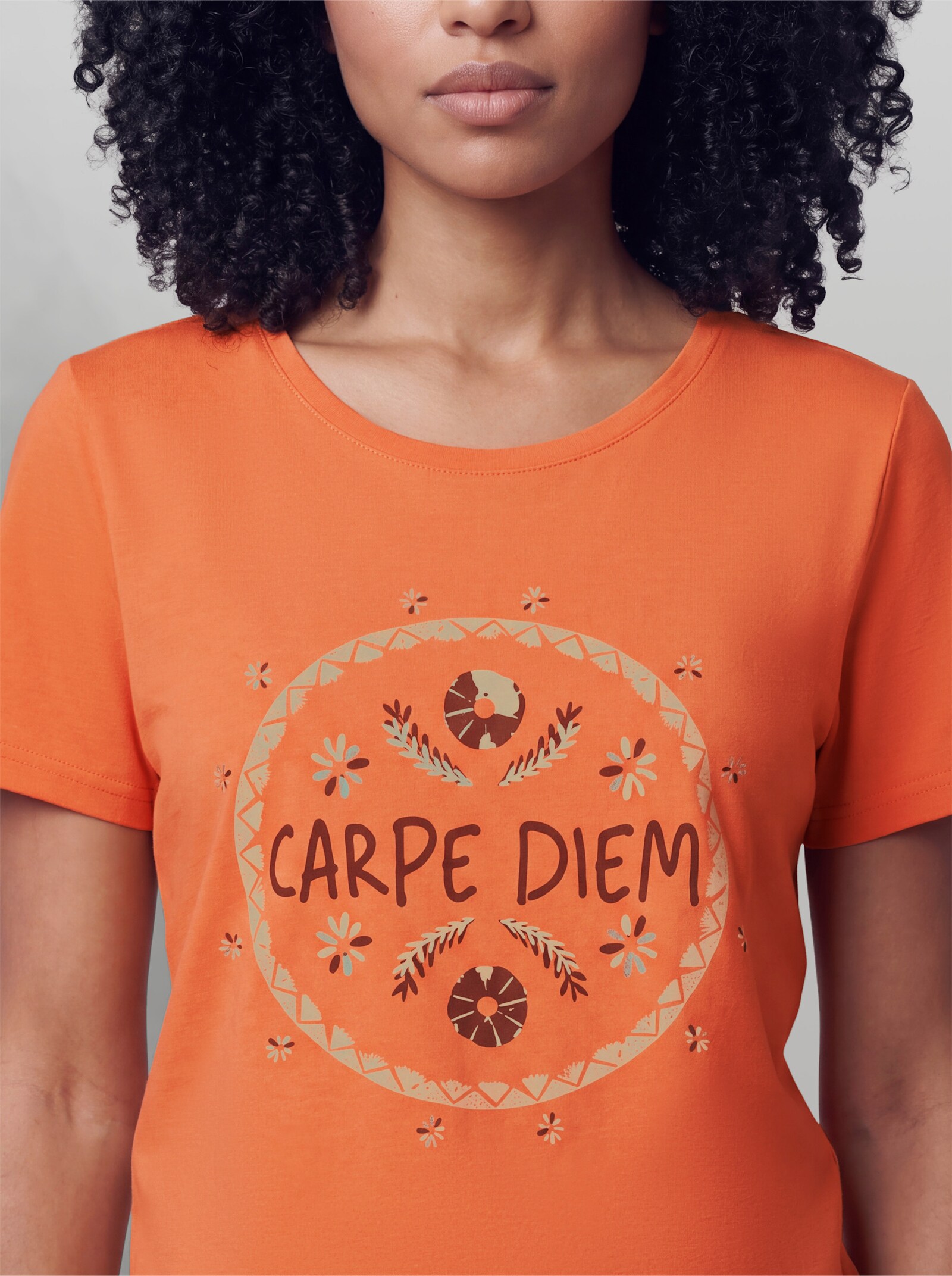 heine Kurzarmshirt mit Schriftzug - orange