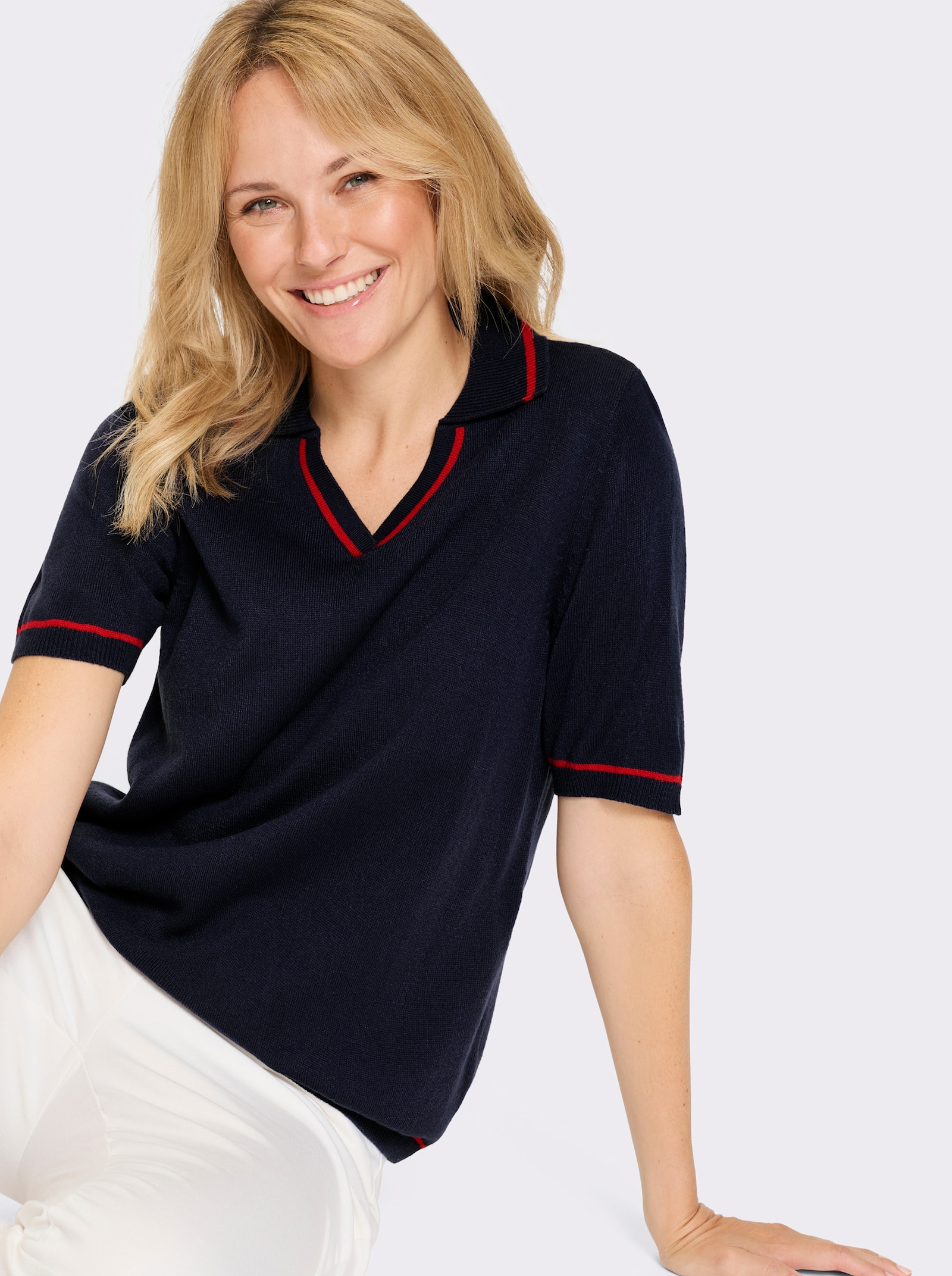 Polopullover mit Kontrast-Akzenten - marine