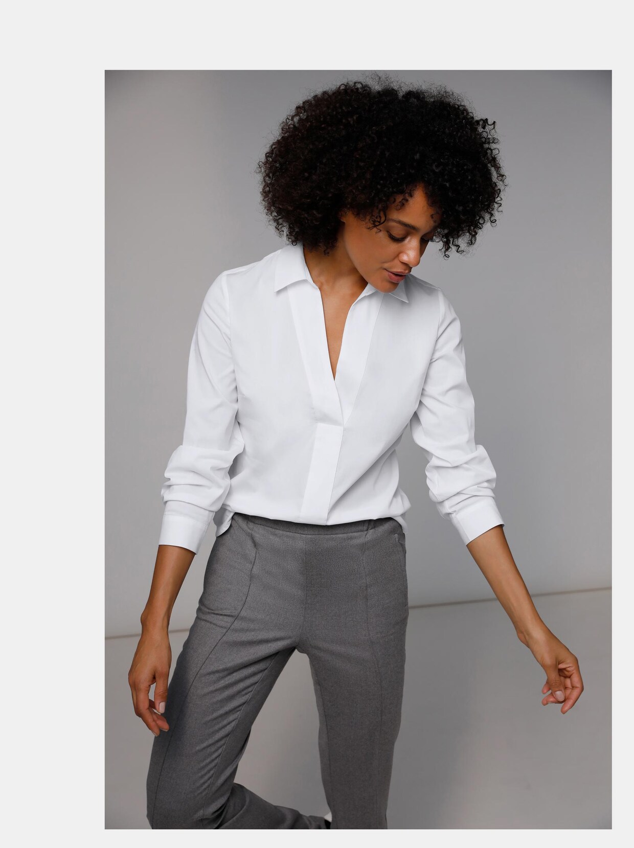 Creation L Premium Baumwoll-Polyamid-Bluse - ecru