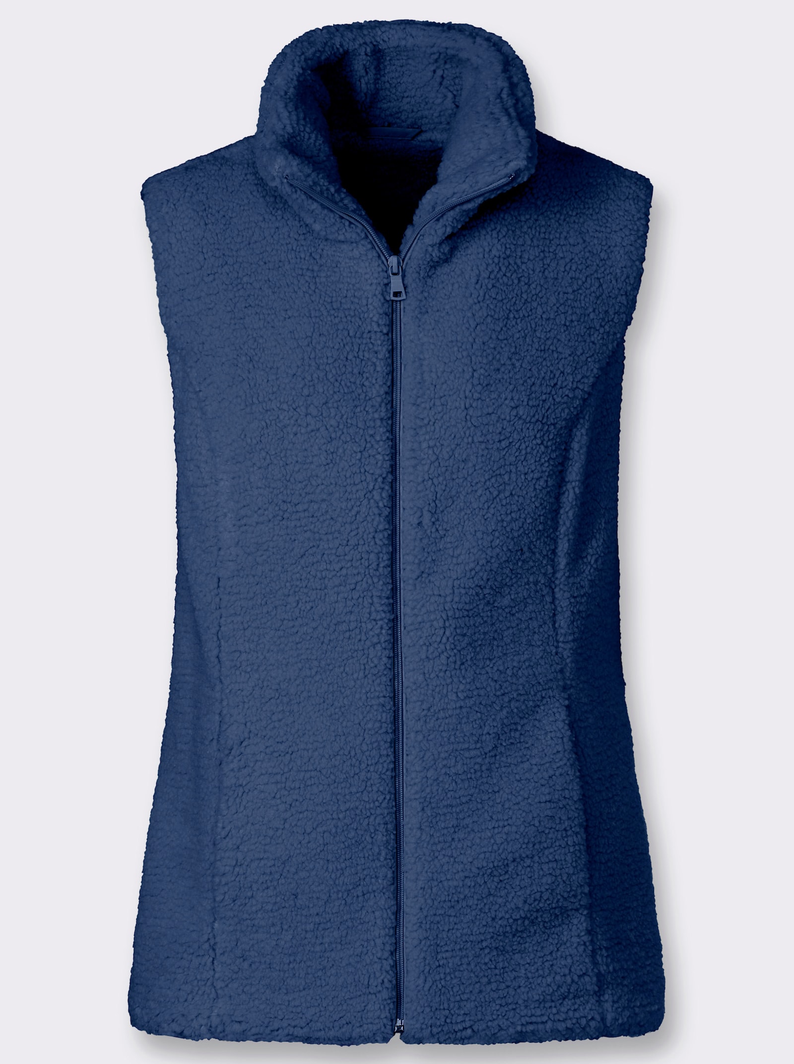 Fellimitatweste mit Reißverschluss - jeansblau