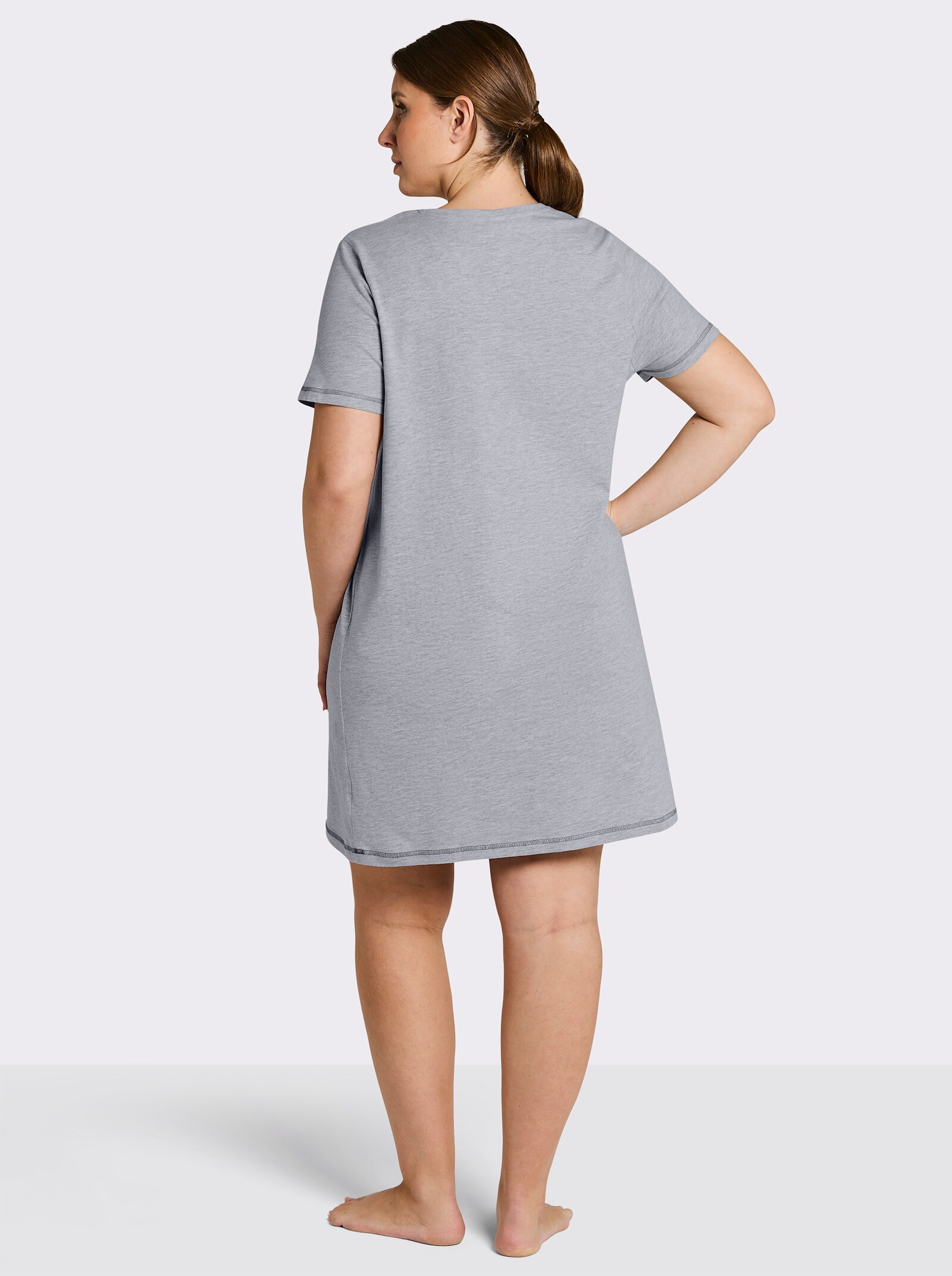 wäschepur Kortärmade nattlinnen - grå + grå, randig