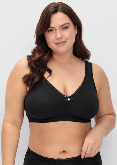 sheego Soutien-gorge confort avec bordure en dentelle - noir
