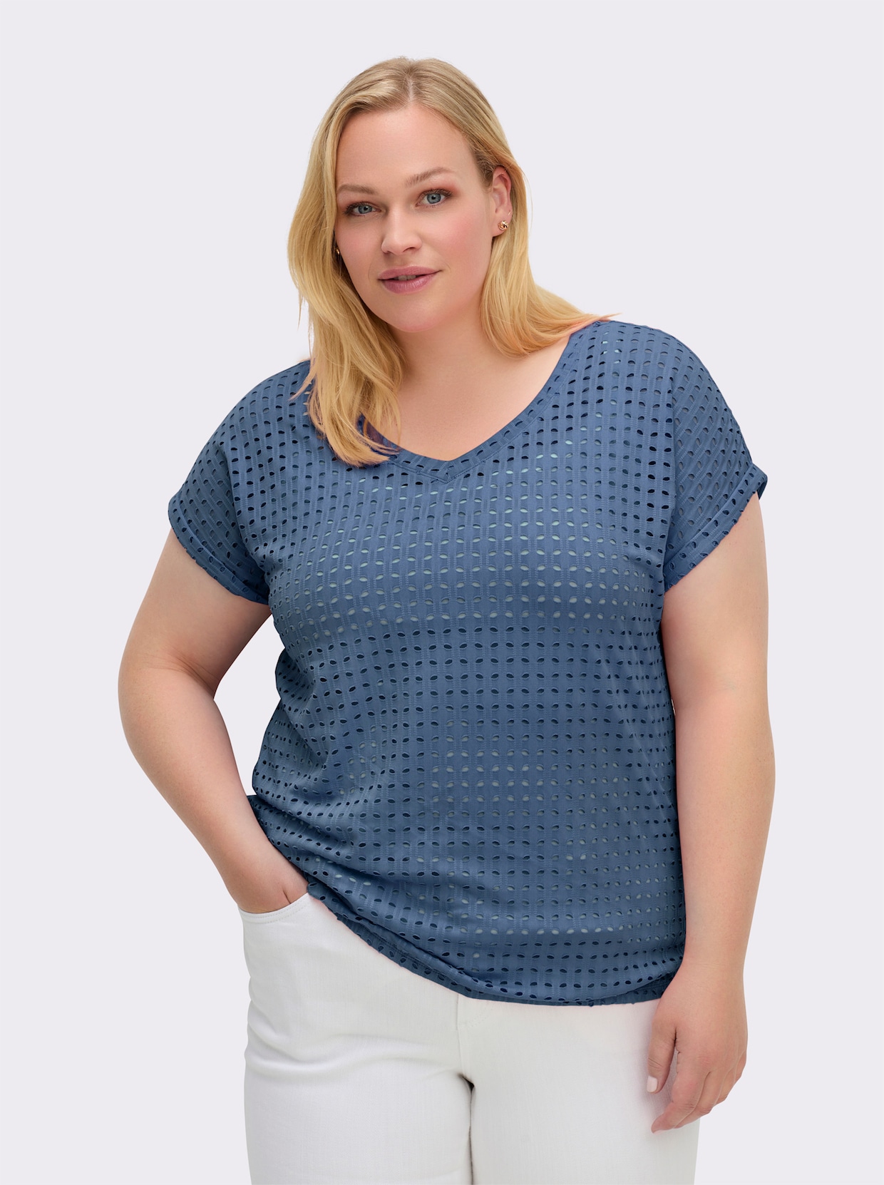Kurzarmshirt - jeansblau