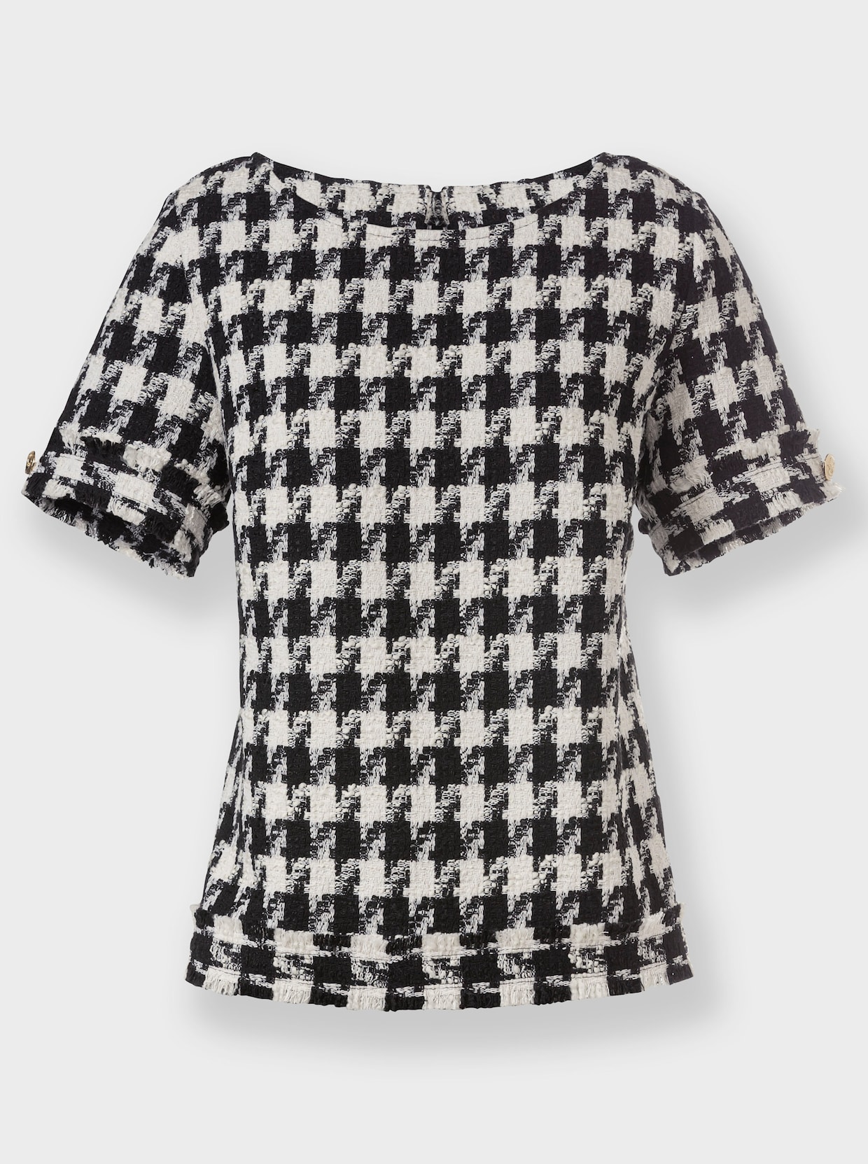 heine Kurzarm-Bluse - schwarz-ecru Pepita