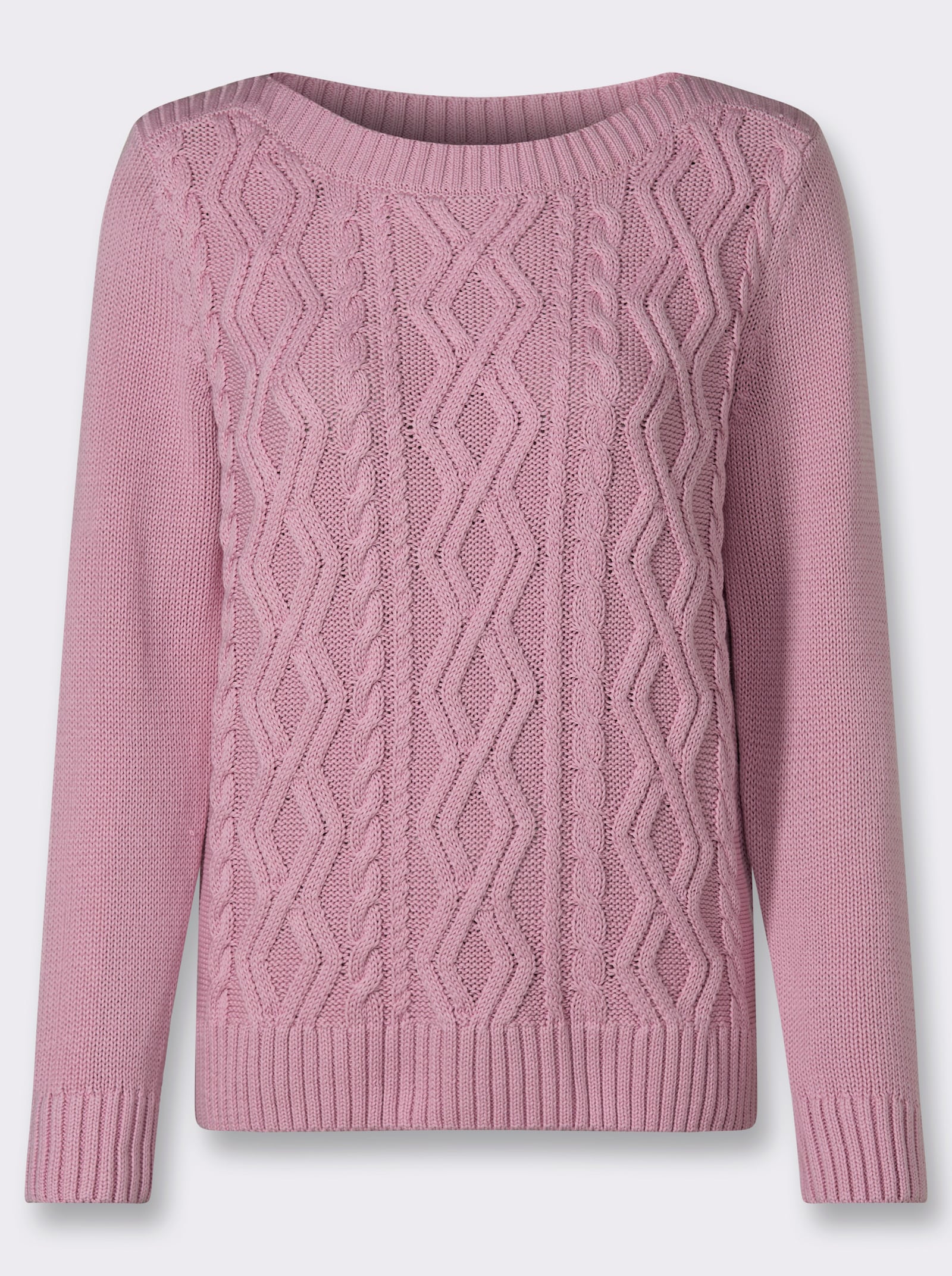 Pullover mit Zopfmuster-Mix vorne - rosé