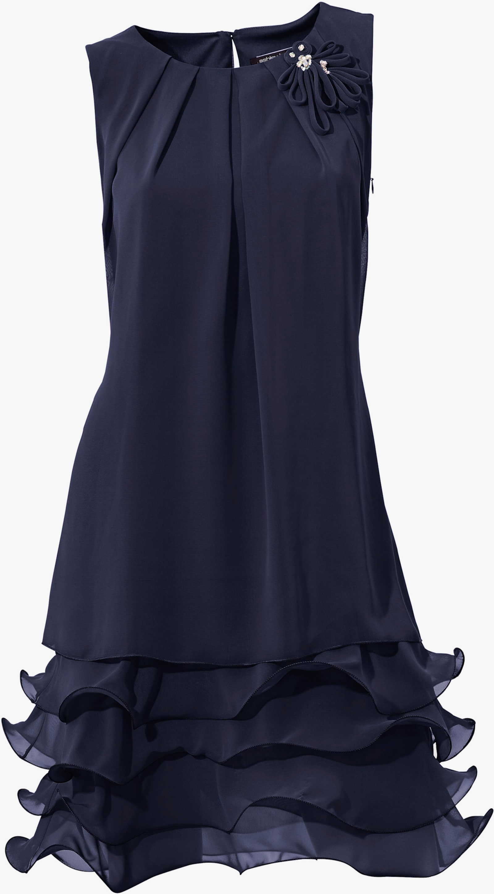 heine Cocktailjurk met ruches aan de zoom - nachtblauw