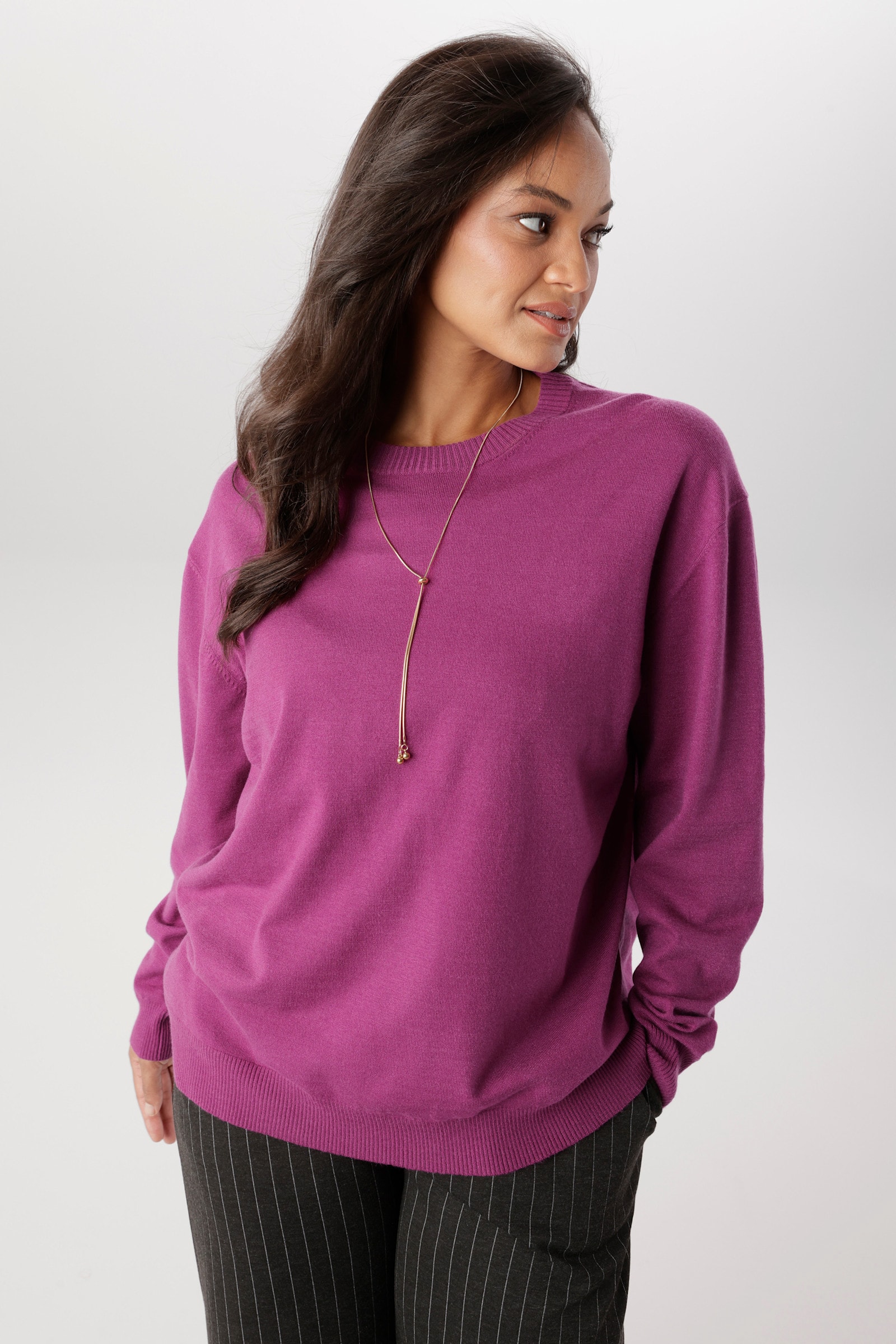 Aniston PLUS Rundhalspullover - fuchsia