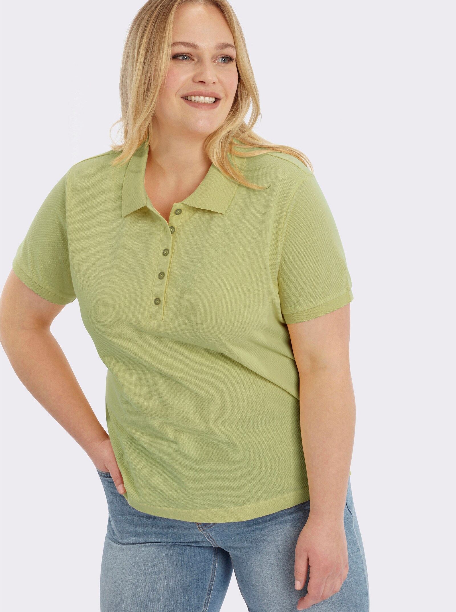 Poloshirt mit Seitenschlitzen - pistazie