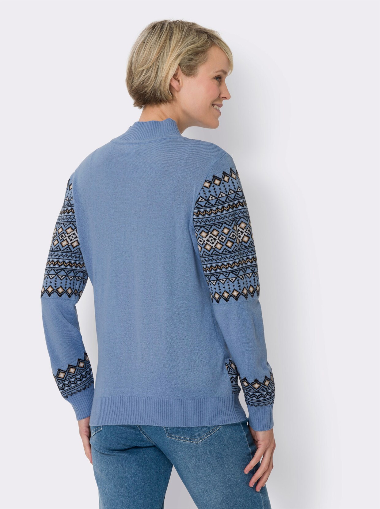 Norwegerpullover - bleu-schwarz-gemustert