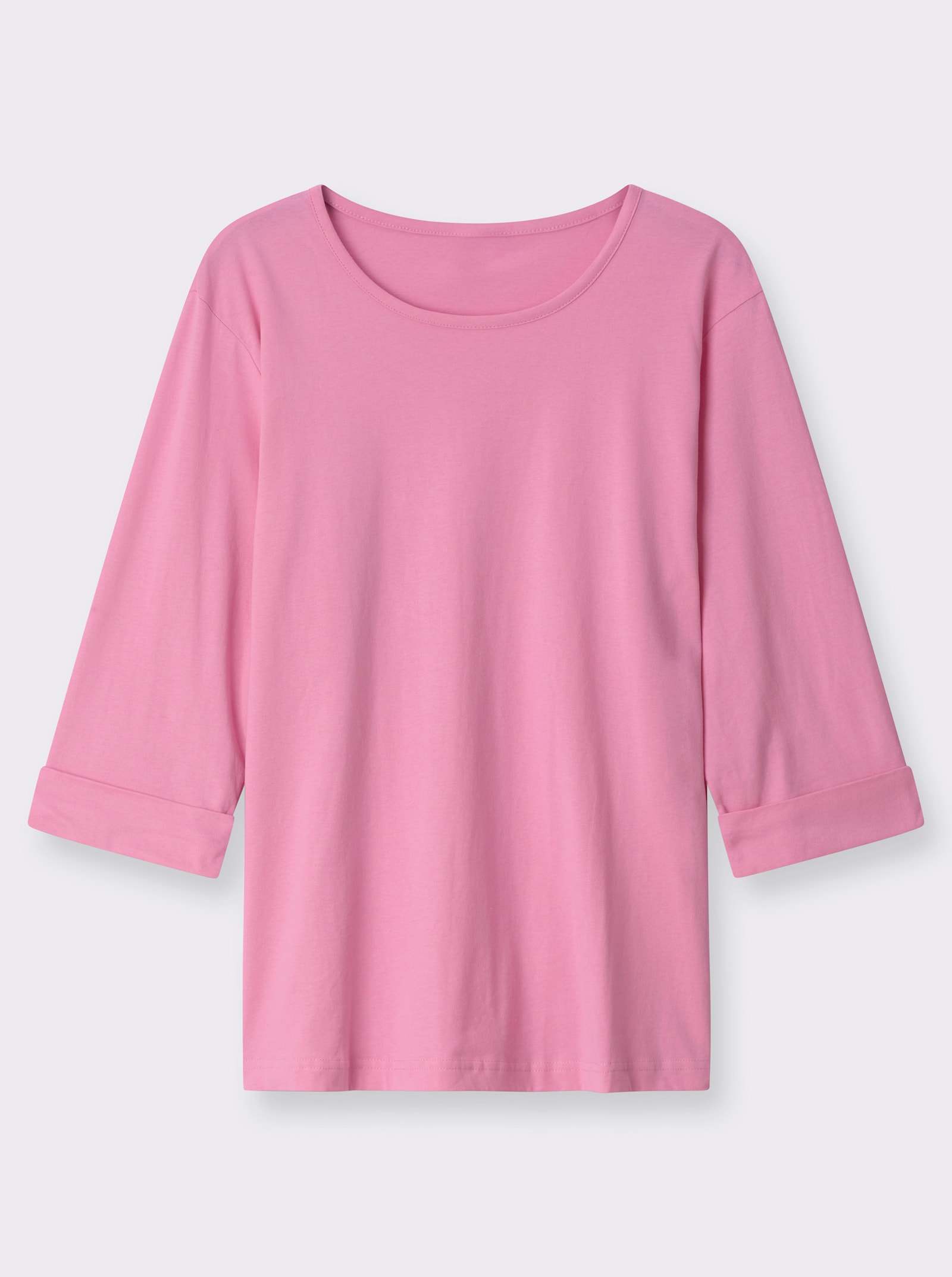 Rundhalsshirt mit 3/4-langen Ärmeln - rosé