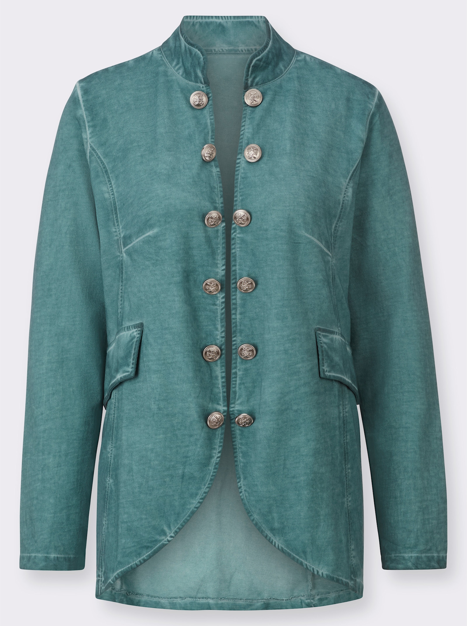 Sweatjacke in Oil-dyed-Optik - jade