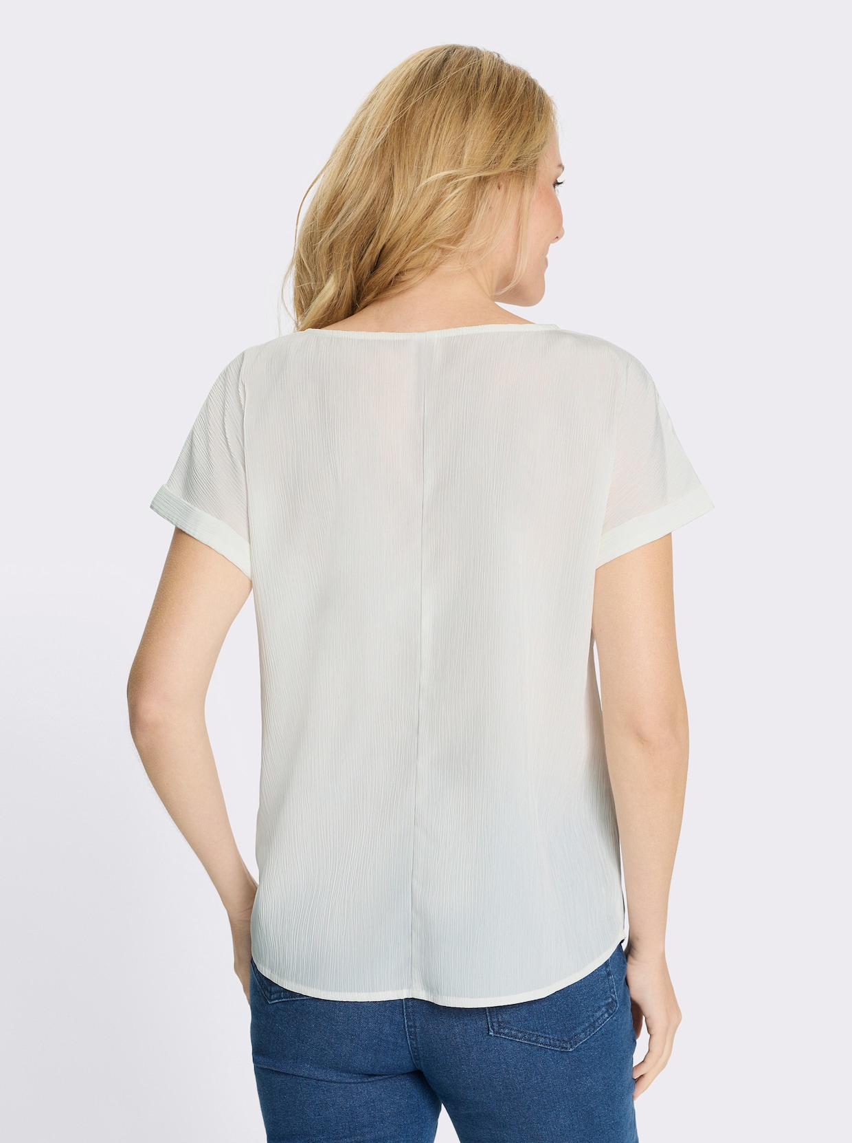 Schlupfbluse in Crinkle-Qualität - weiß