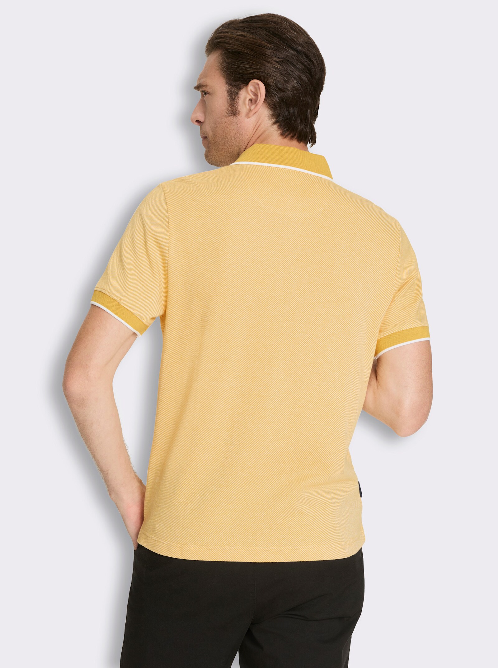 Marco Donati Kurzarmshirt in Jacquard-Qualität, mit Modal - gelb-gestreift