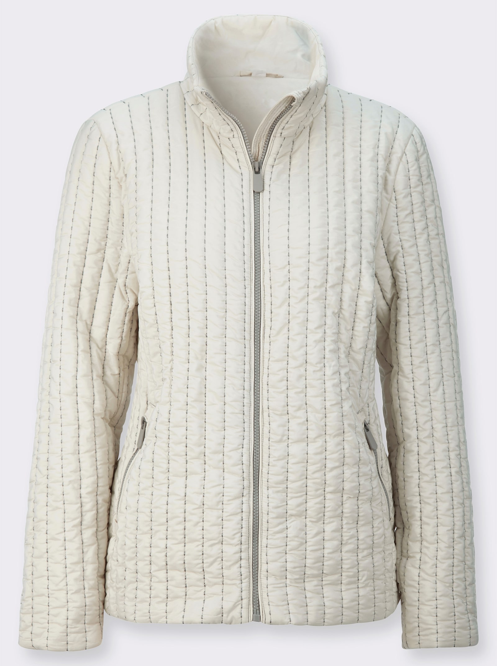 Veste avec patte de protection pour la glissière - écru-gris pierre