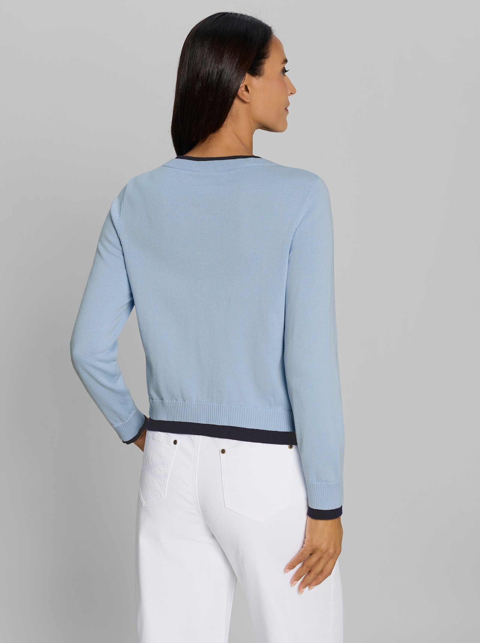 heine Feinstrickjacke in Lagenoptik - hellblau-marine