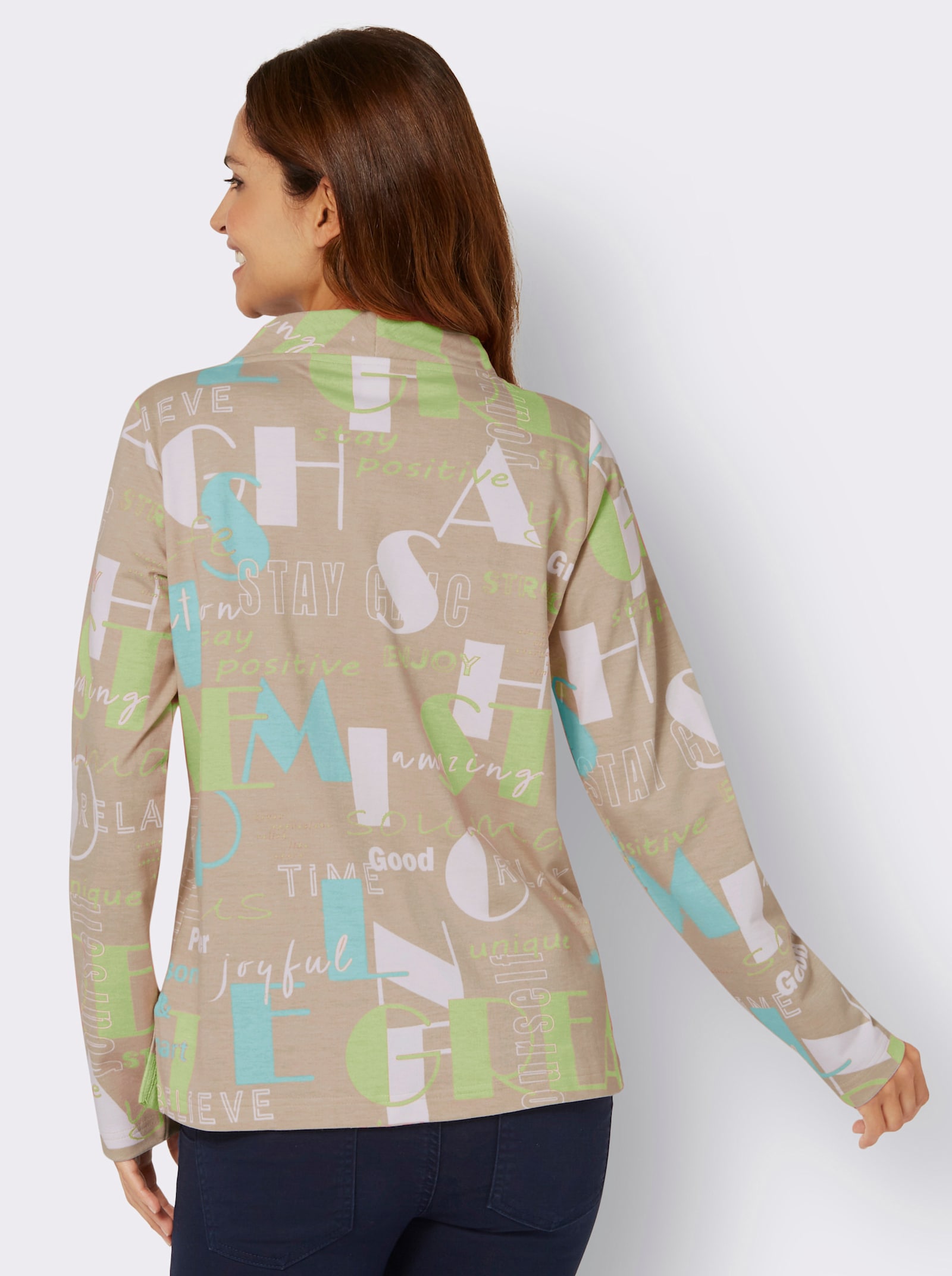 Sweatshirt mit Lettering-Print - mint-sand-bedruckt