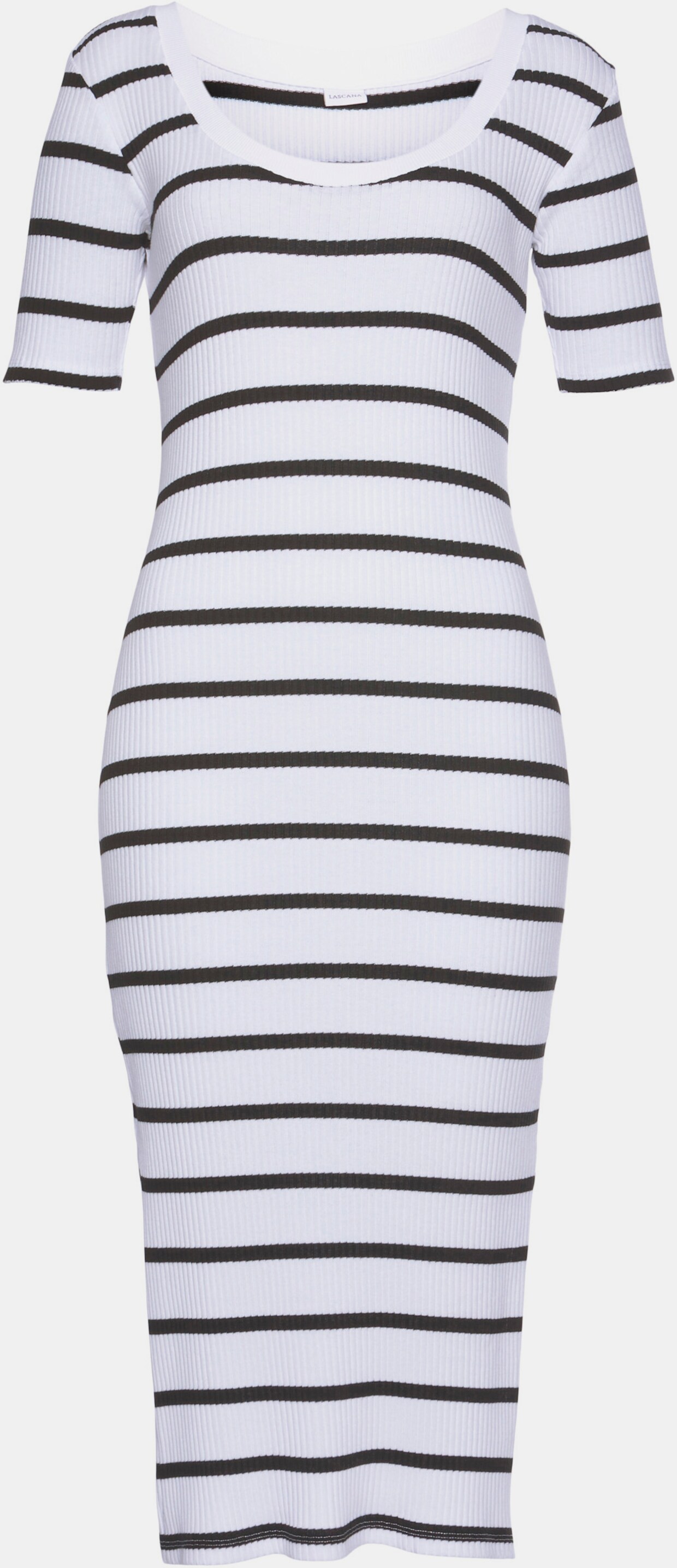 LASCANA Shirtkleid - weiß-schwarz-gestreift