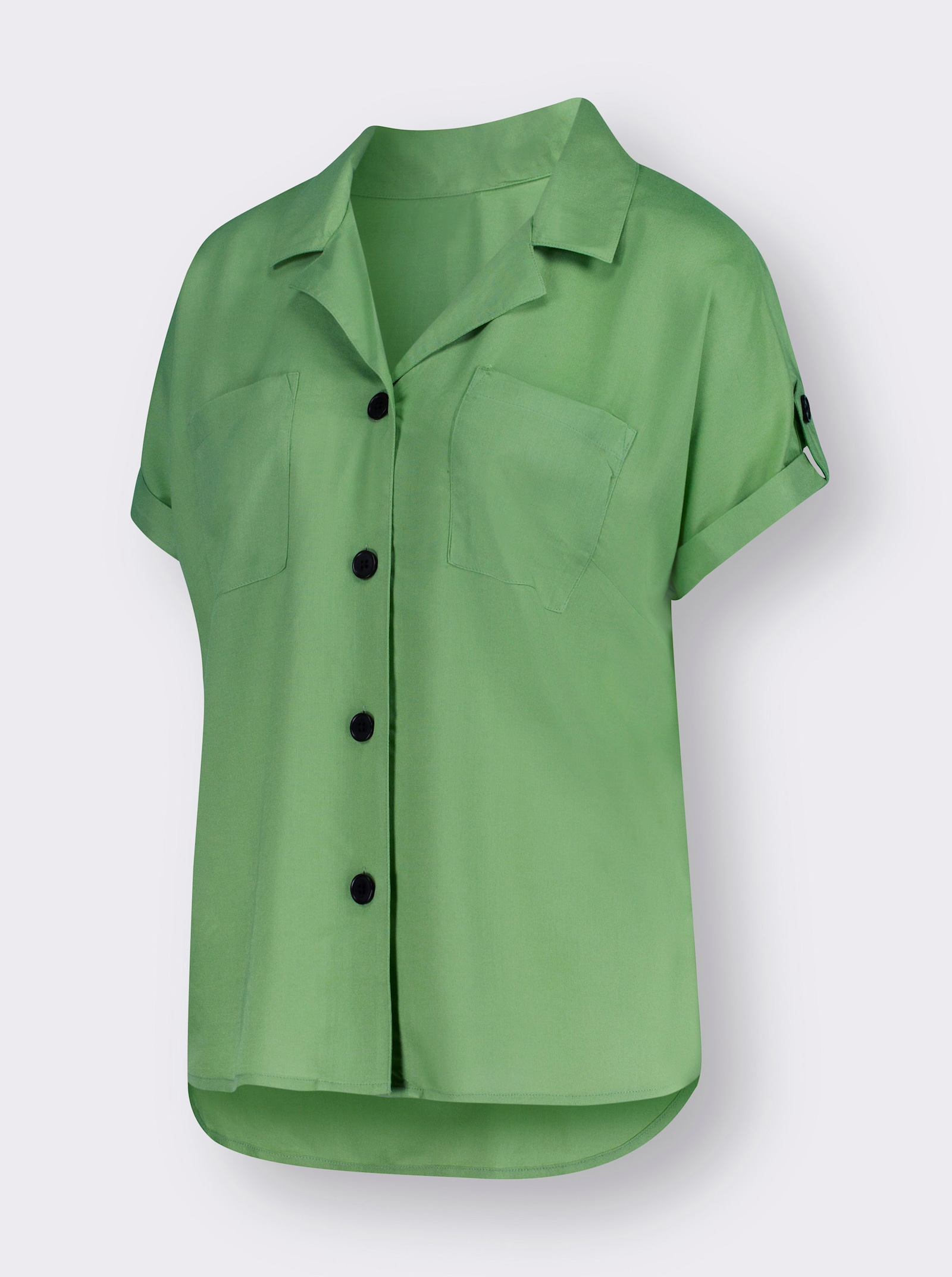 Kurzarmbluse mit aufgesetzten Brusttaschen - apfel