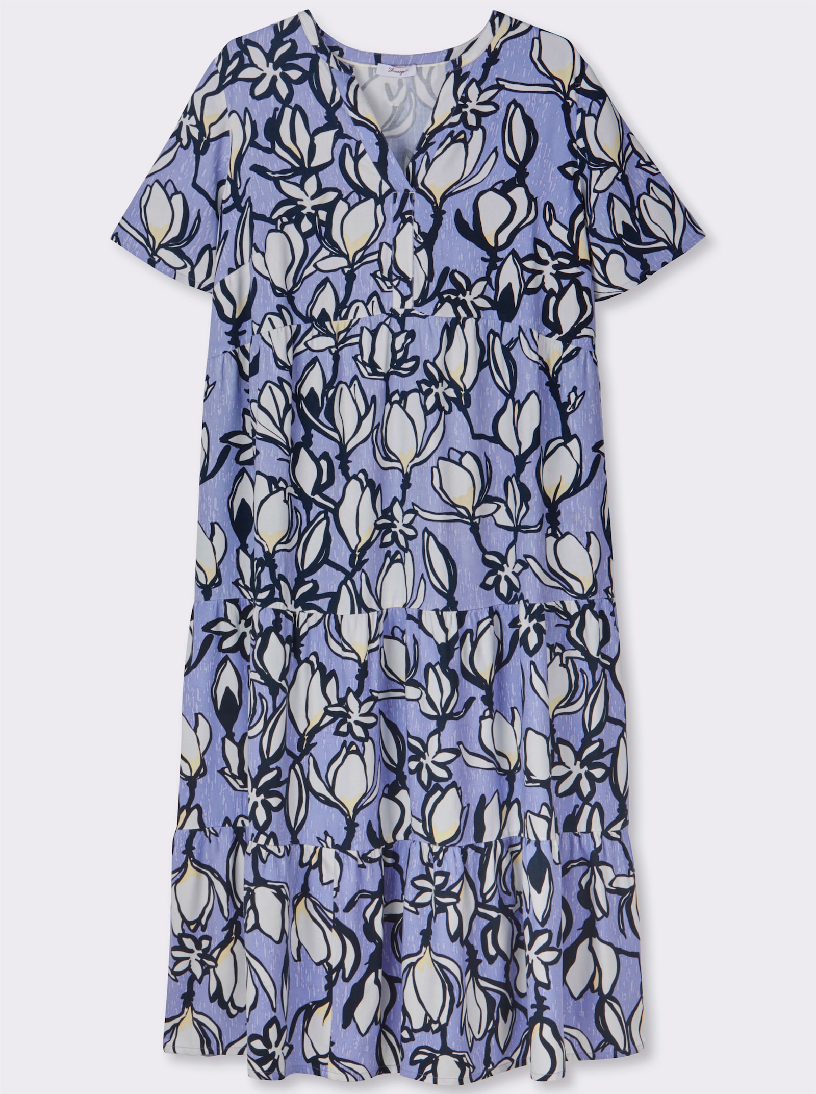 sheego A-Linien-Kleid mit Volants - flieder-ecru-bedruckt