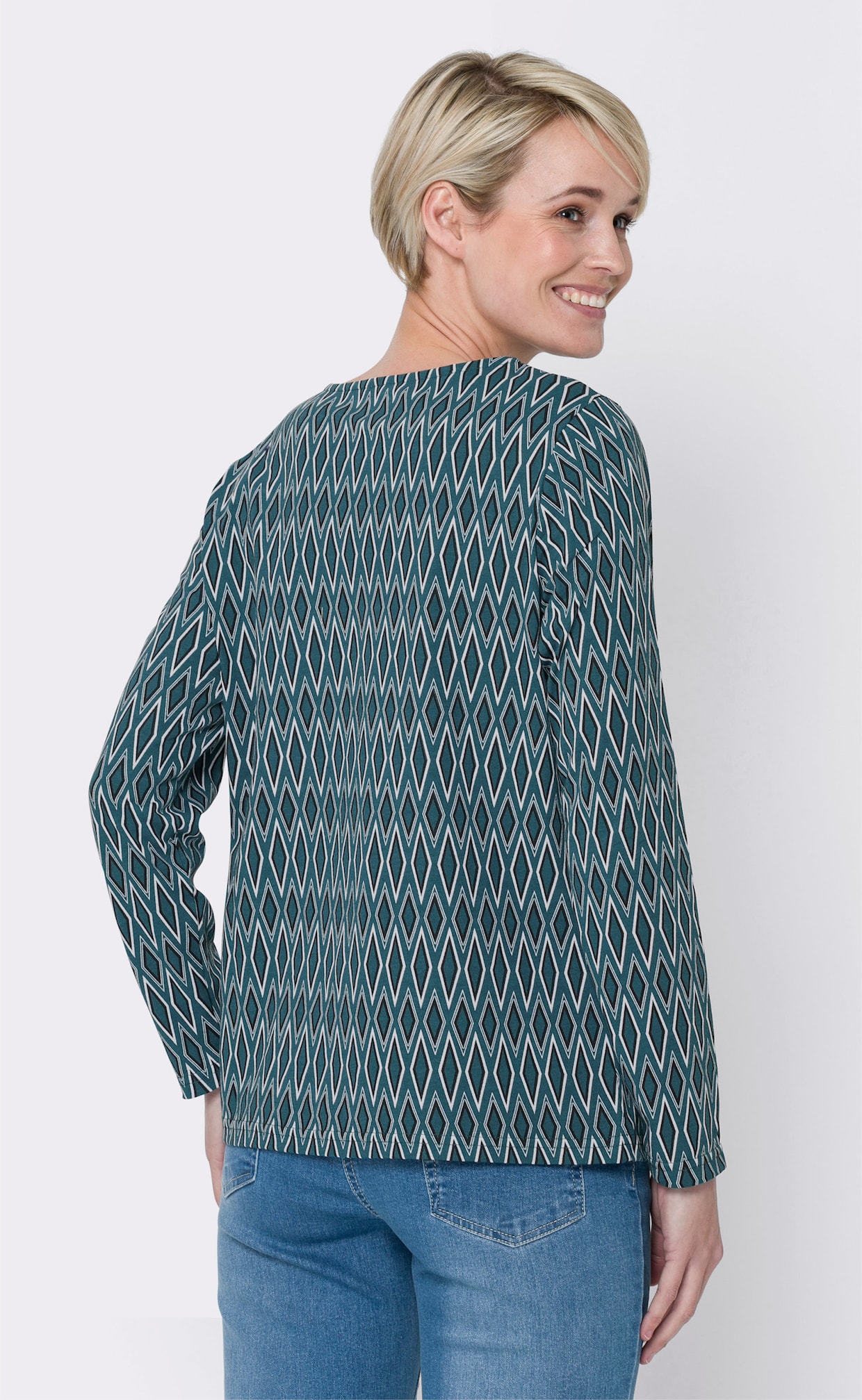Shirt met lange mouwen - petrol geprint