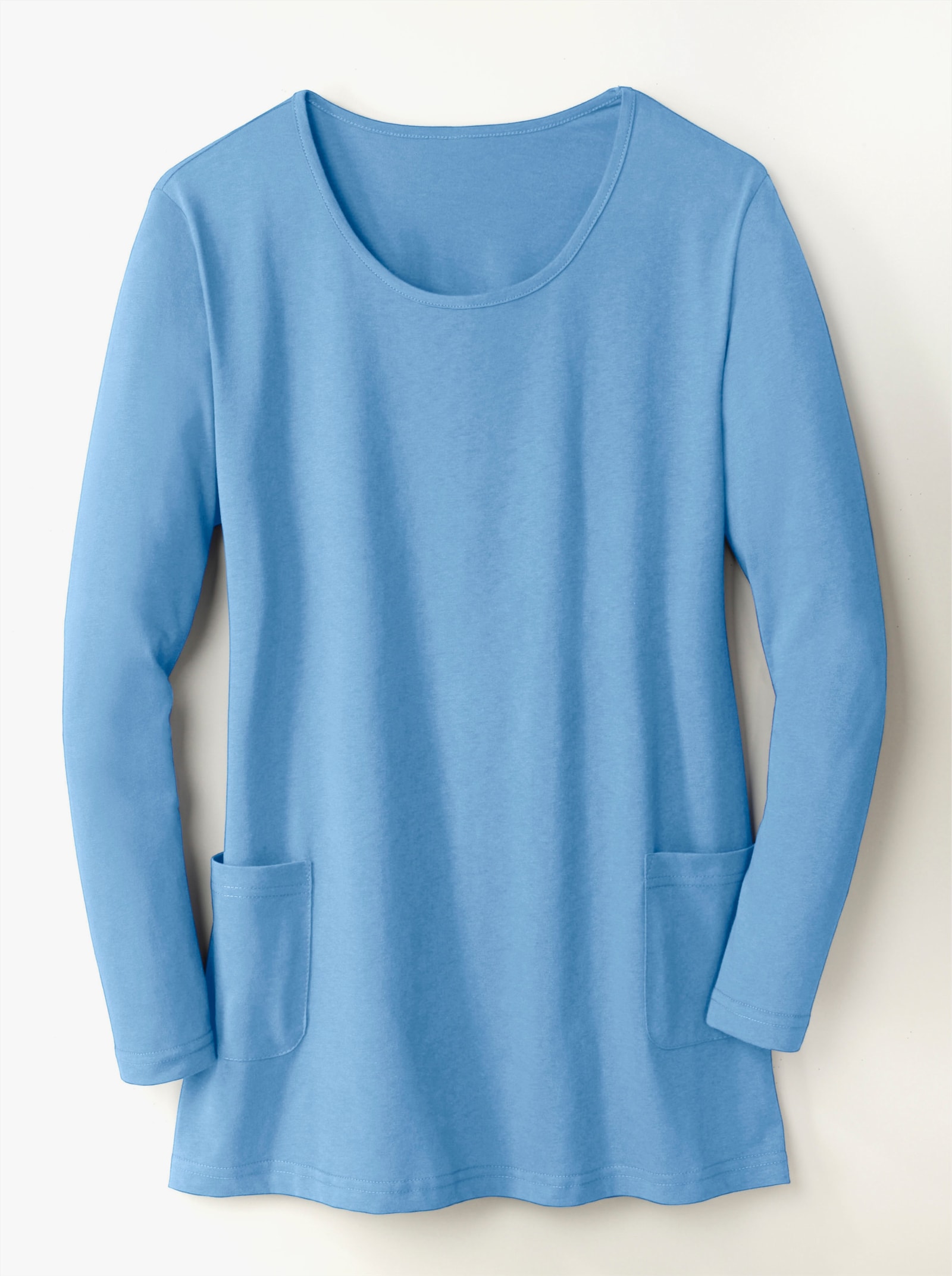 Longshirt mit aufgesetzten Taschen - mittelblau