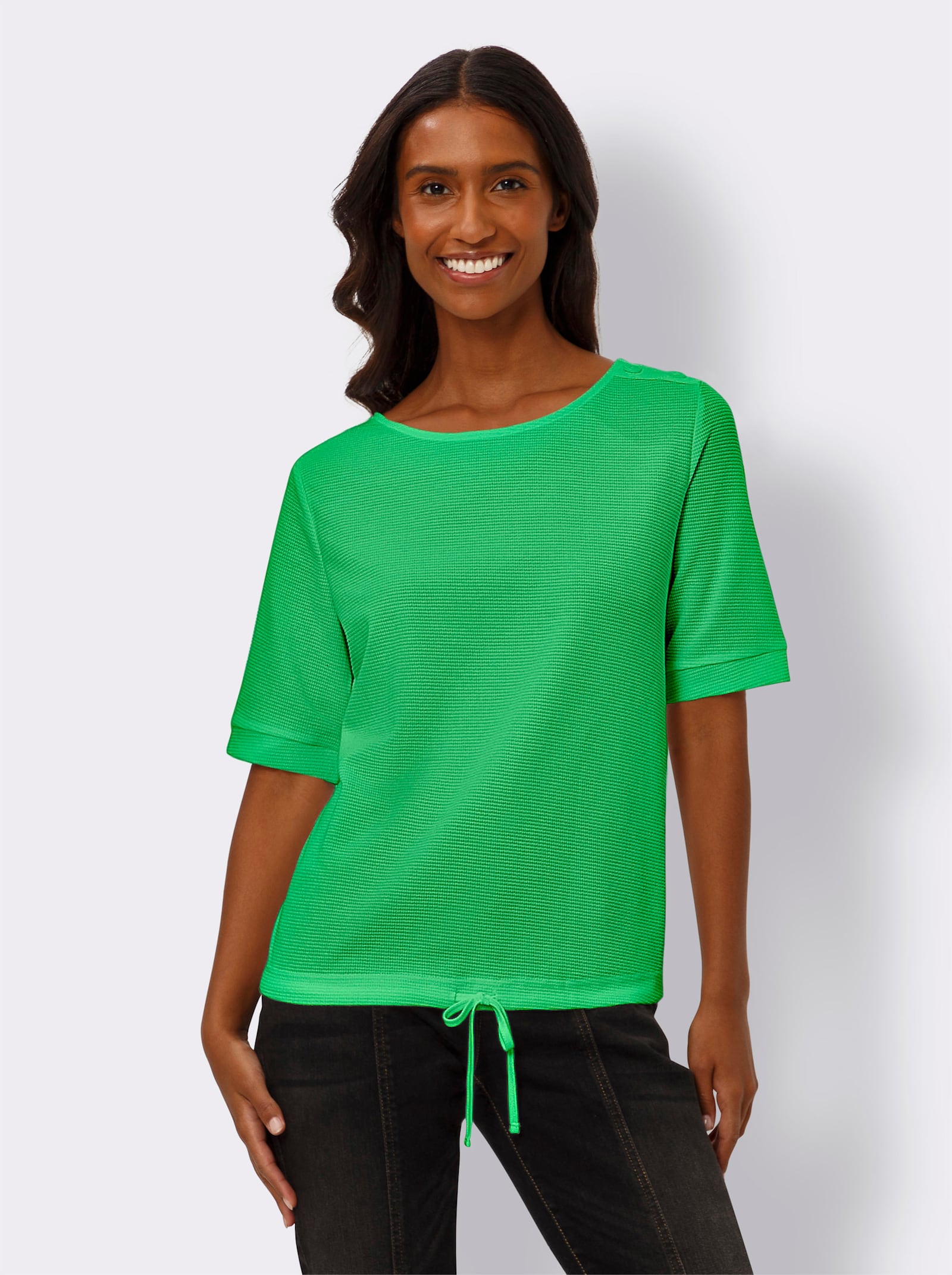 heine Shirt van structuurstof met korte mouwen - grasgroen