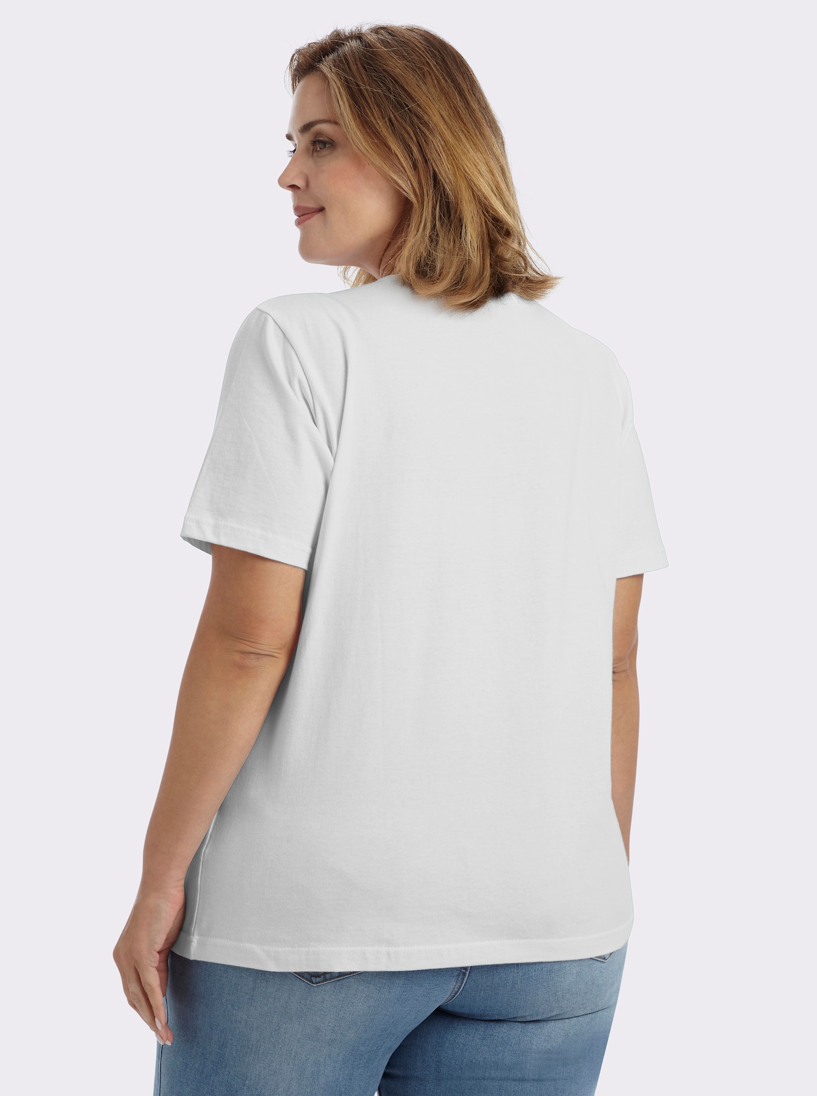 Kurzarmshirt mit V-Ausschnitt - weiß