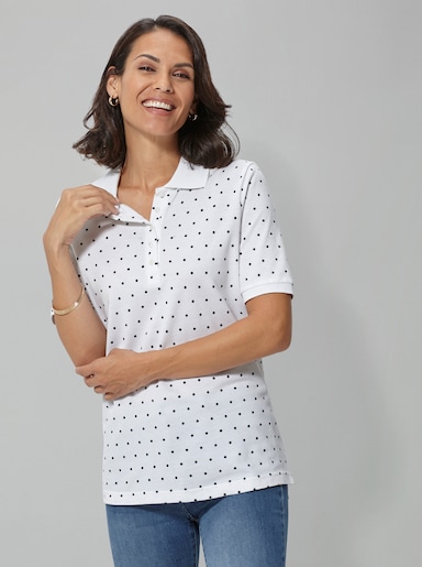 Poloshirt in Pünktchen-Dessin - weiß-getupft