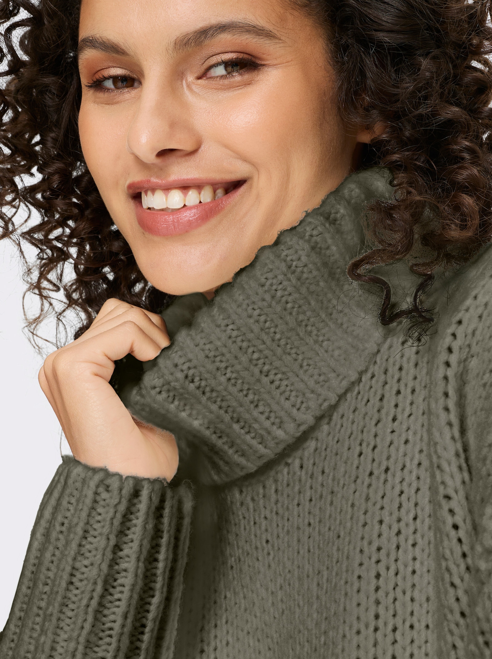 heine Rollkragenpullover mit Strukturstrick - khaki