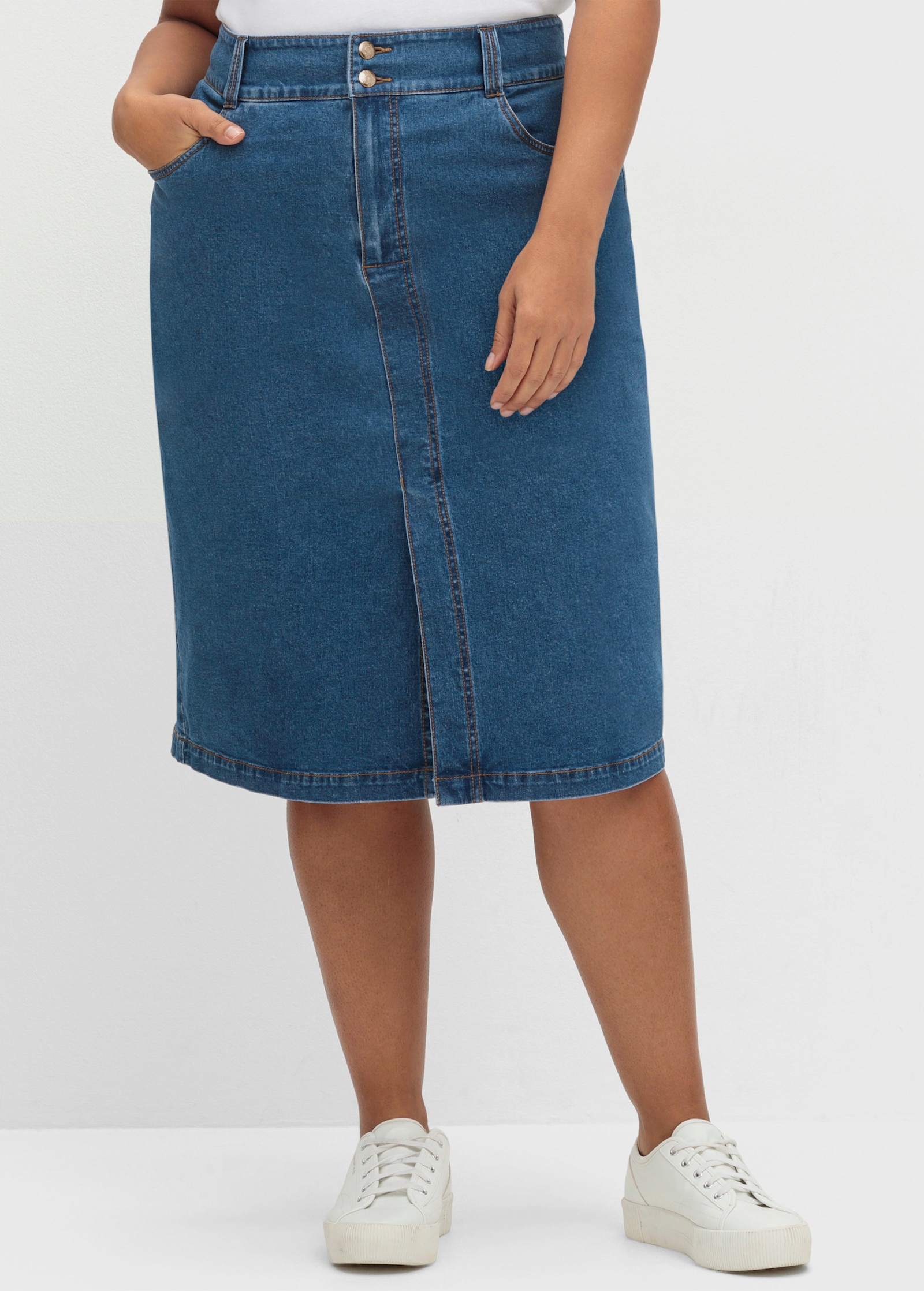 sheego Jeansrock mit High-Waist-Bund - blue denim