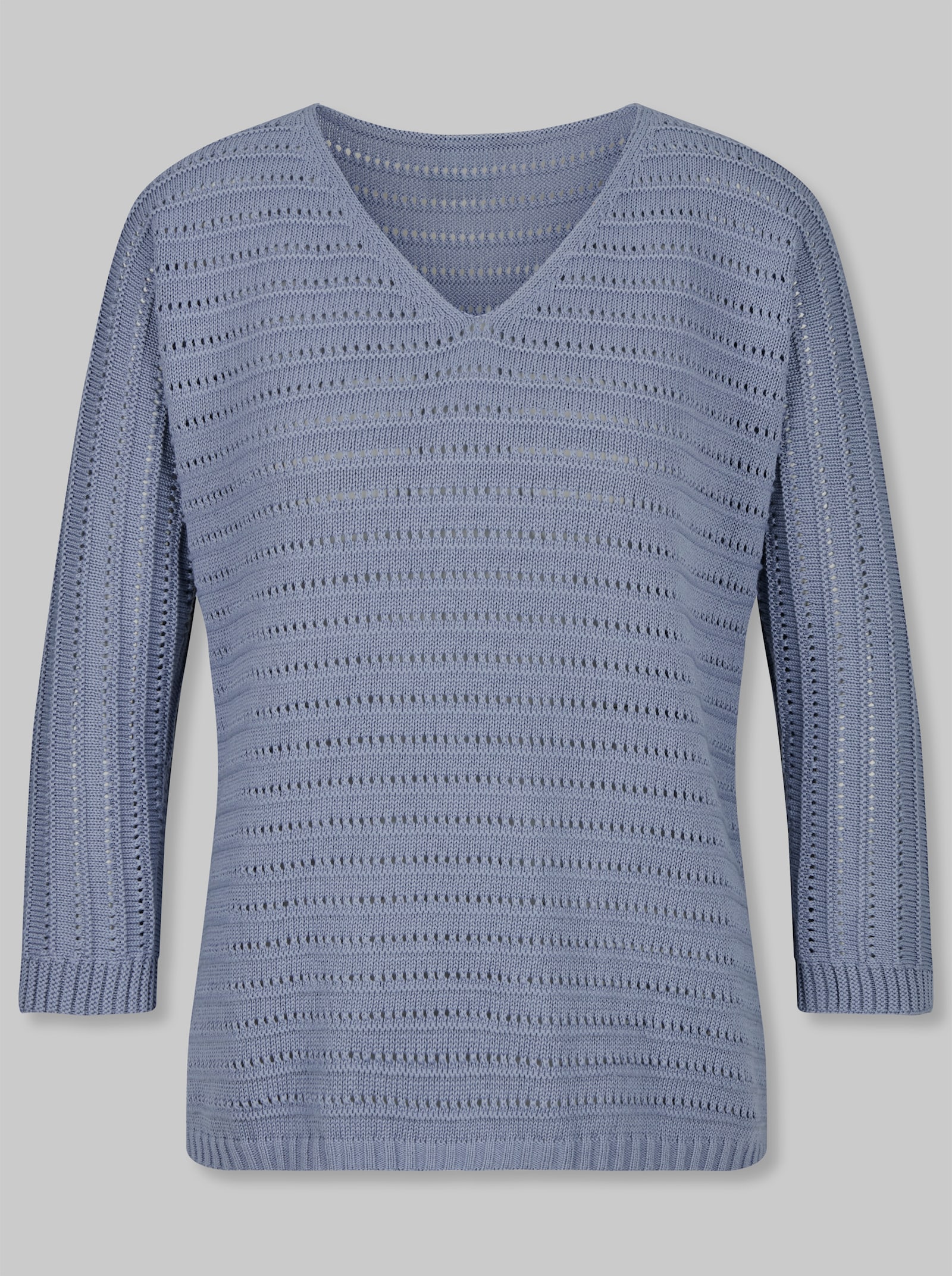 heine Ajourpullover mit V-Ausschnitt - taubenblau